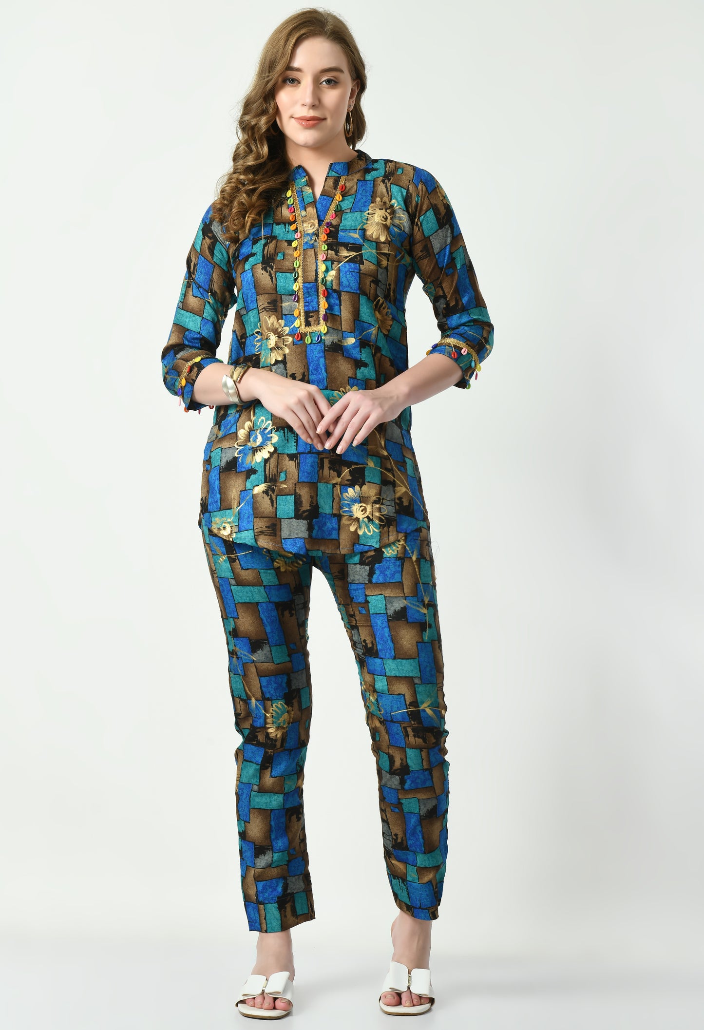MAURYA Women's Muslin Blue Colour Printed Co-ord Set (MCS049)