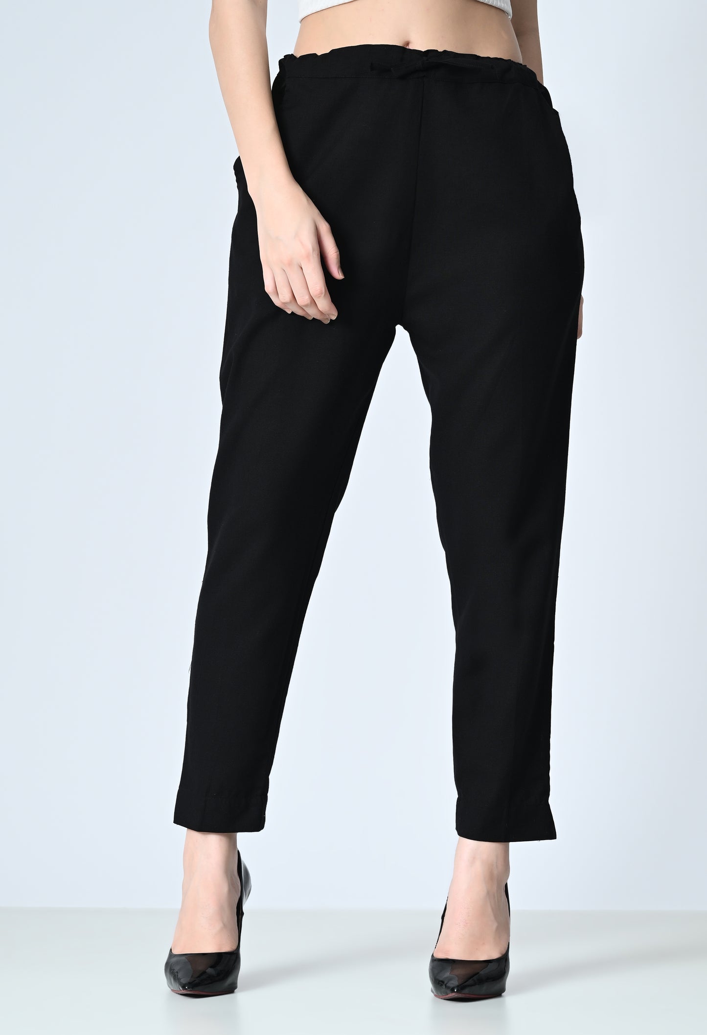 MAURYA Women's Black Solid 100% Cotton Pant with 2 Side Pockets (MPT013)