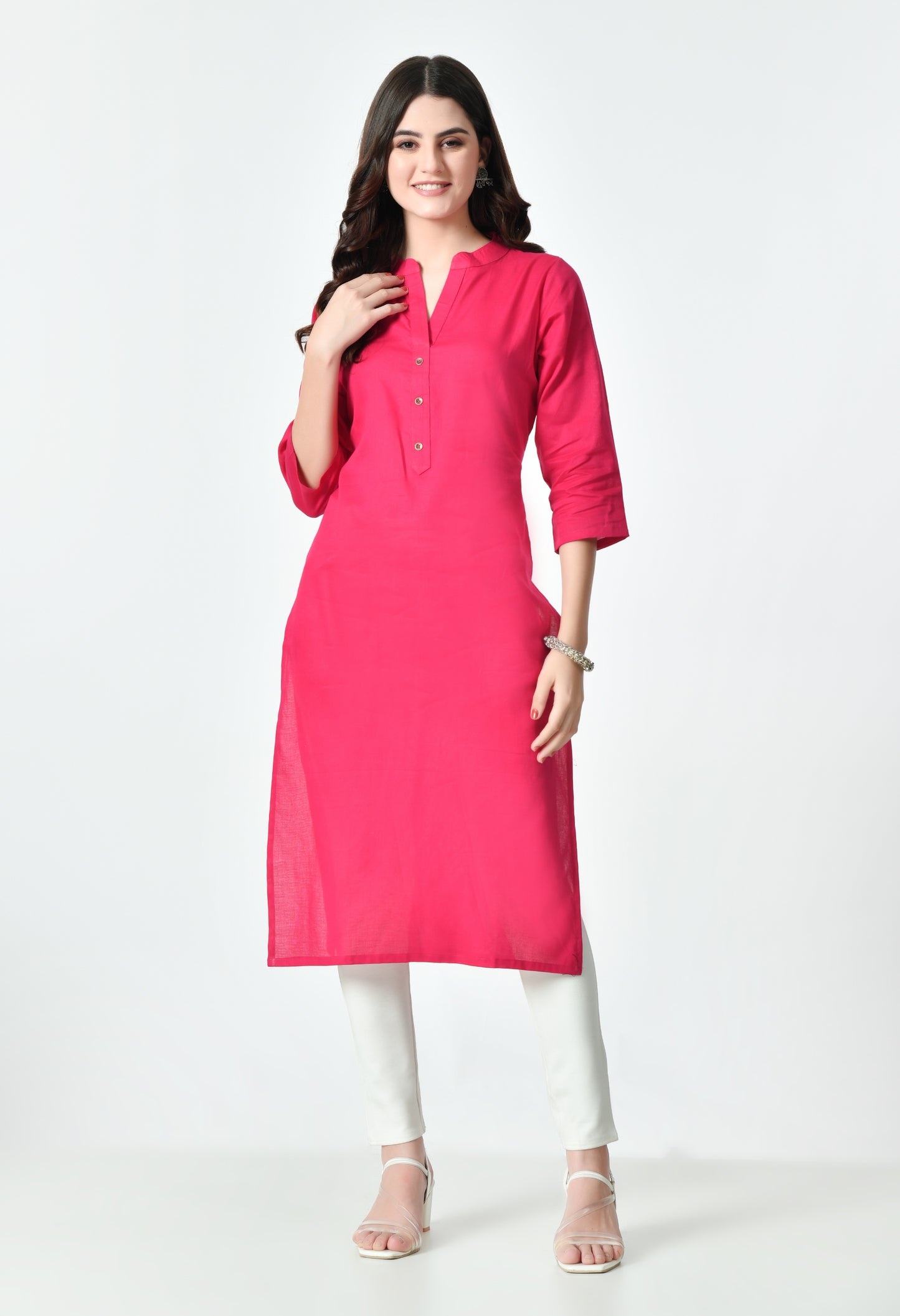 MAURYA Women's Rani Color Solid Cotton Blend Regular Straight Kurti (MKT124)
