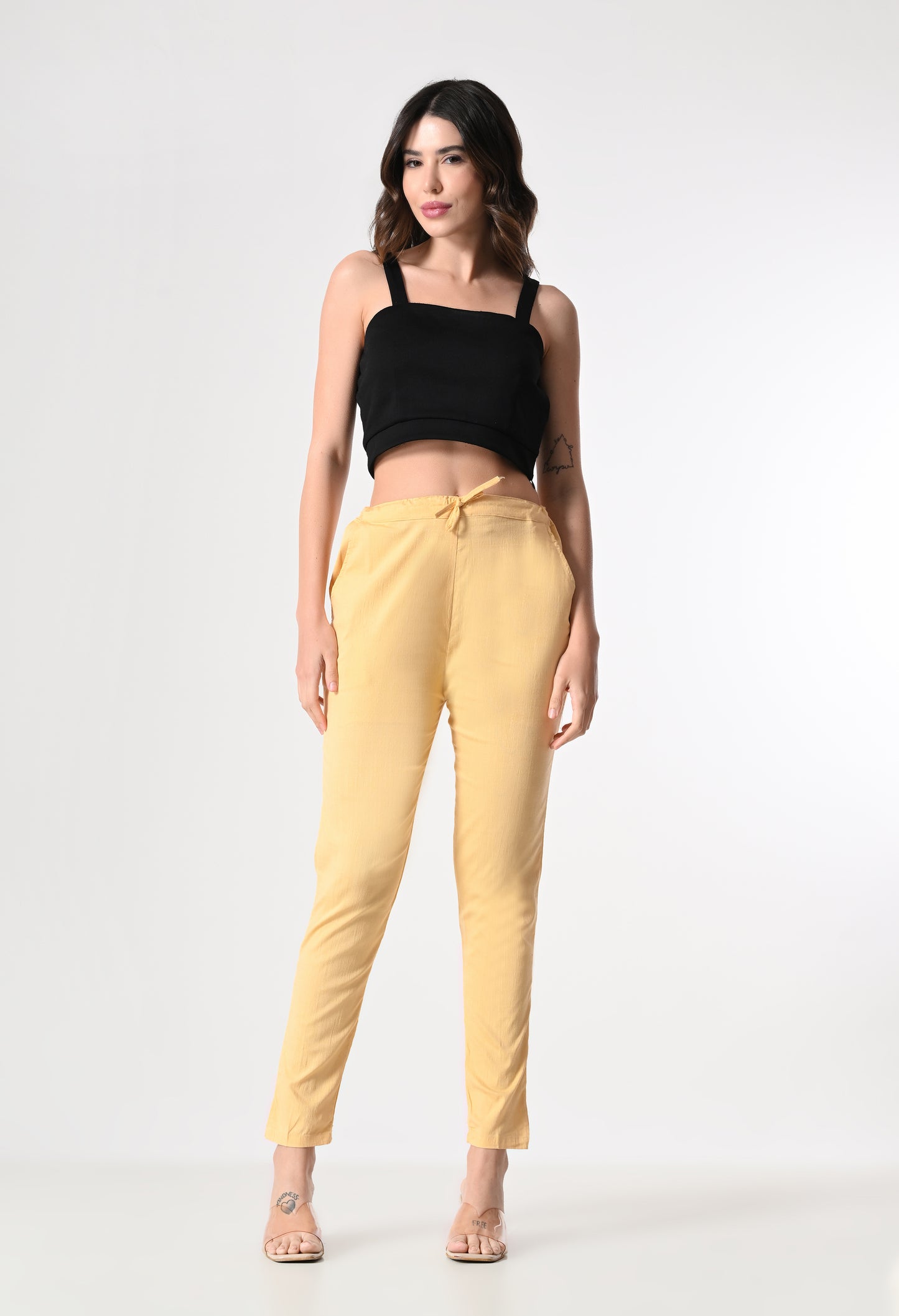 MAURYA Women's Fawn Solid Lycra Pant with 2 Side Pockets (MPT024)