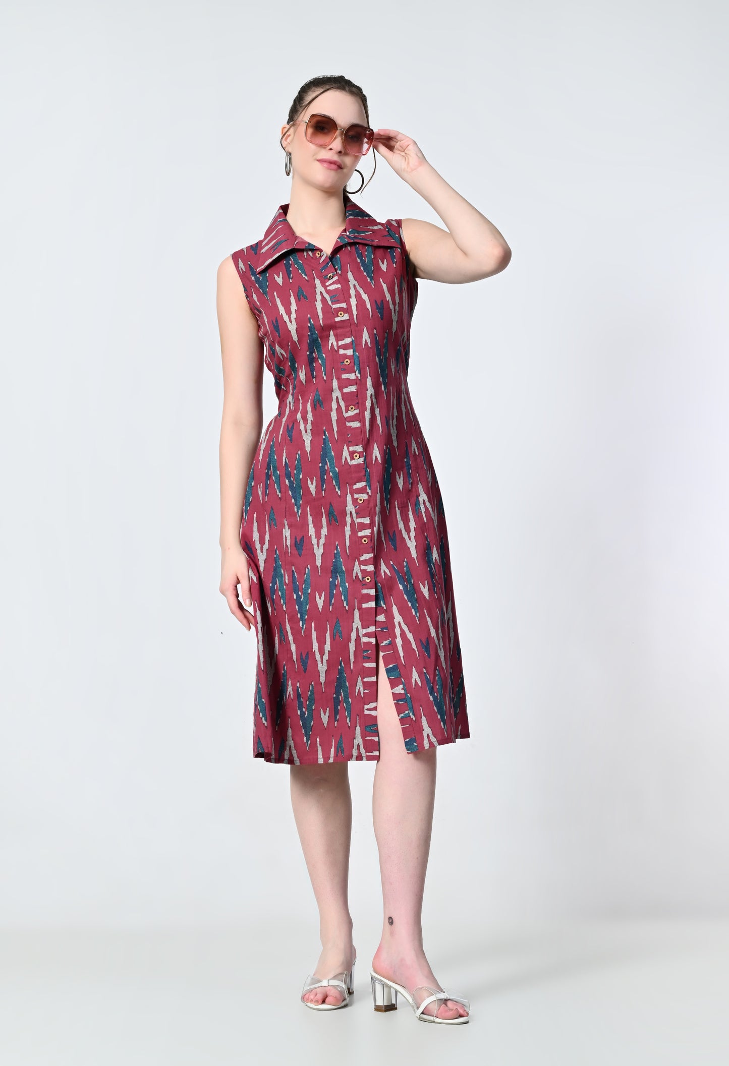 MAURYA Women's Pink 100% Cotton Western Dress (MDR024)