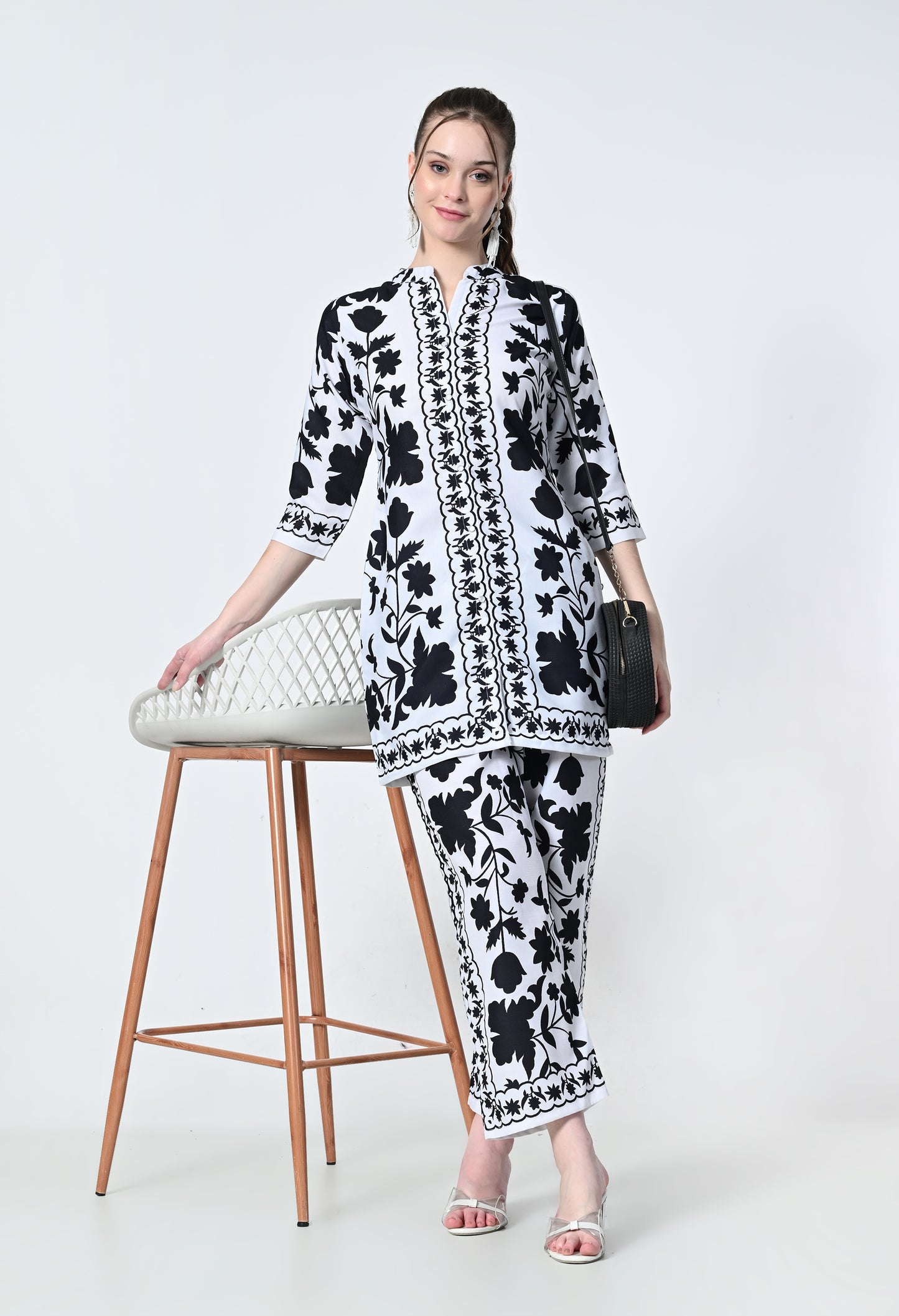 MAURYA Women's Linen Printed Black Stylish Co-ord Set (MCS065)