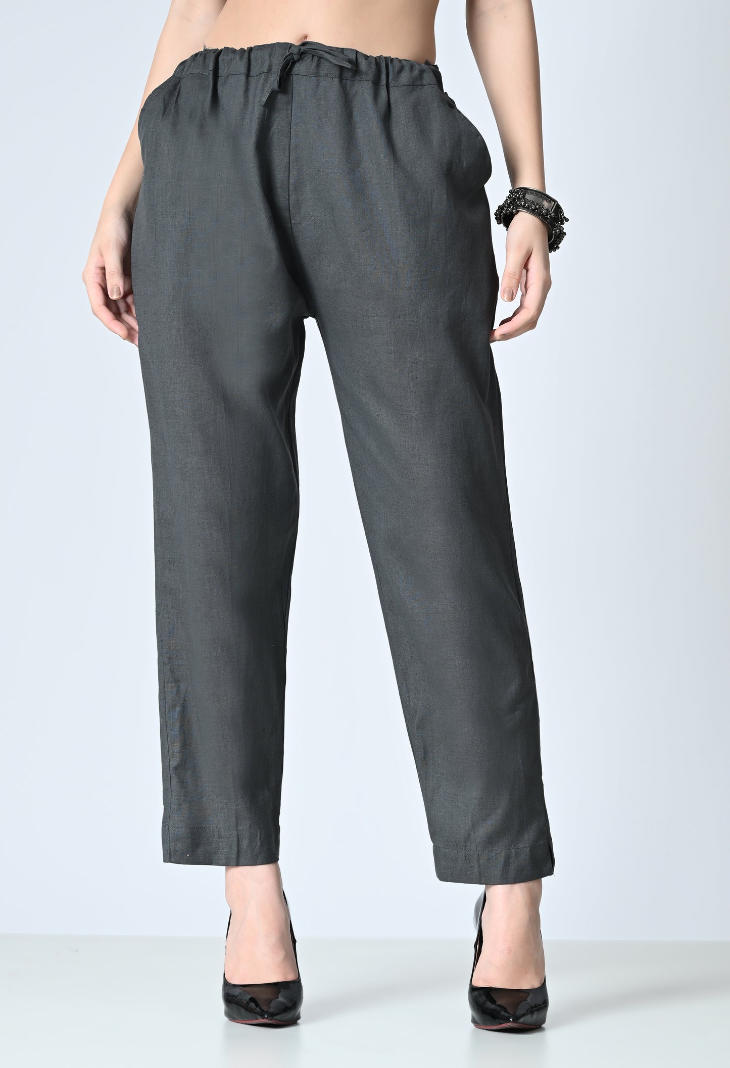 MAURYA Women's Grey Solid 100% Cotton Pant with 2 Side Pockets (MPT016)