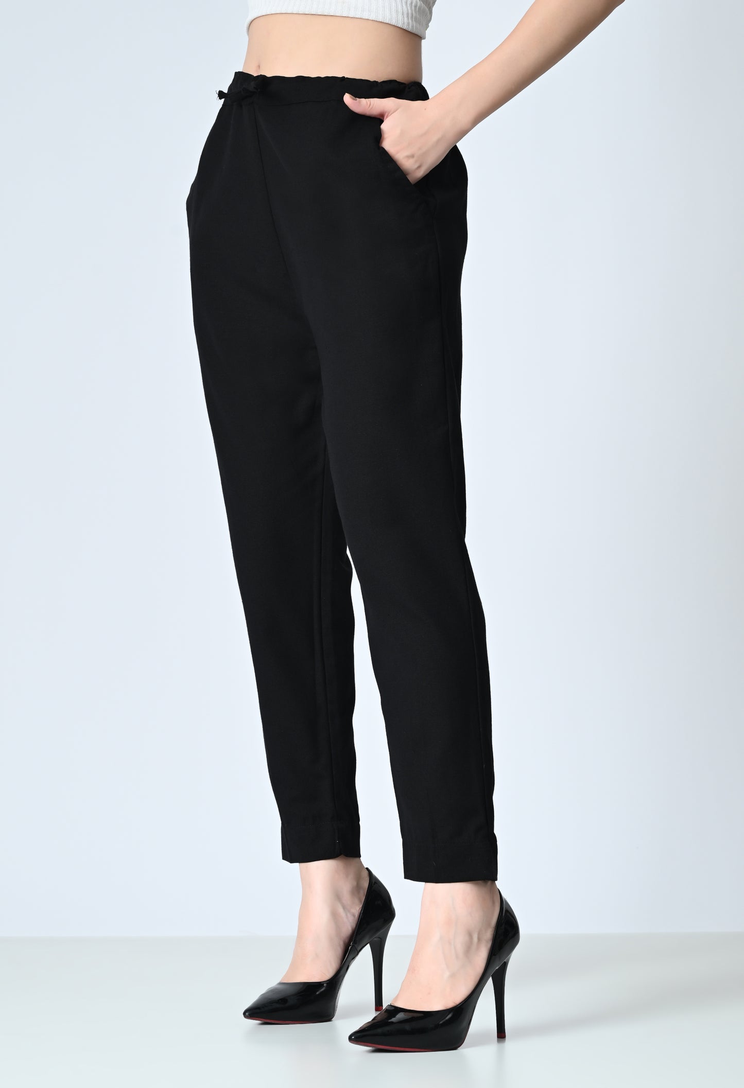 MAURYA Women's Black Solid 100% Cotton Pant with 2 Side Pockets (MPT013)