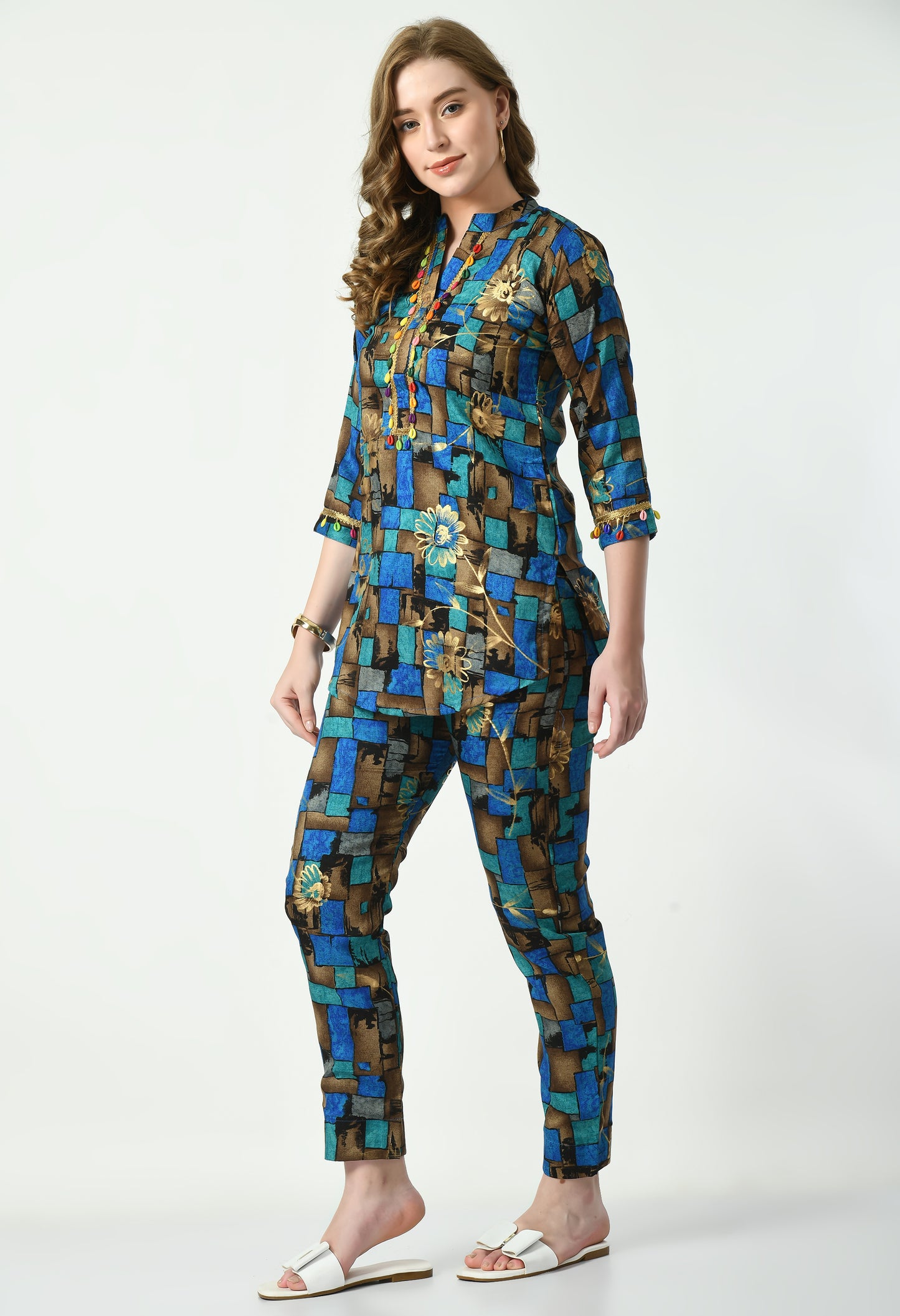 MAURYA Women's Muslin Blue Colour Printed Co-ord Set (MCS049)
