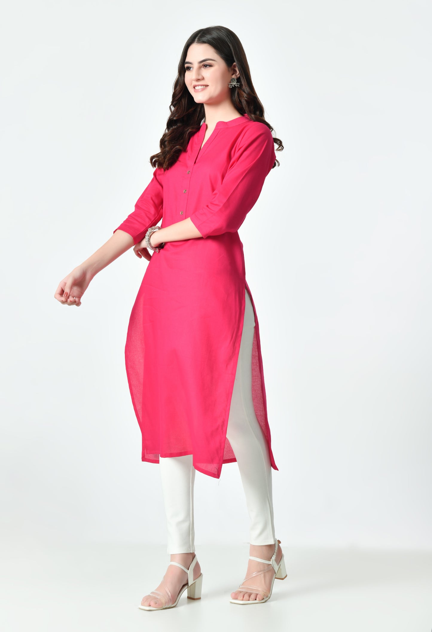 MAURYA Women's Rani Color Solid Cotton Blend Regular Straight Kurti (MKT124)