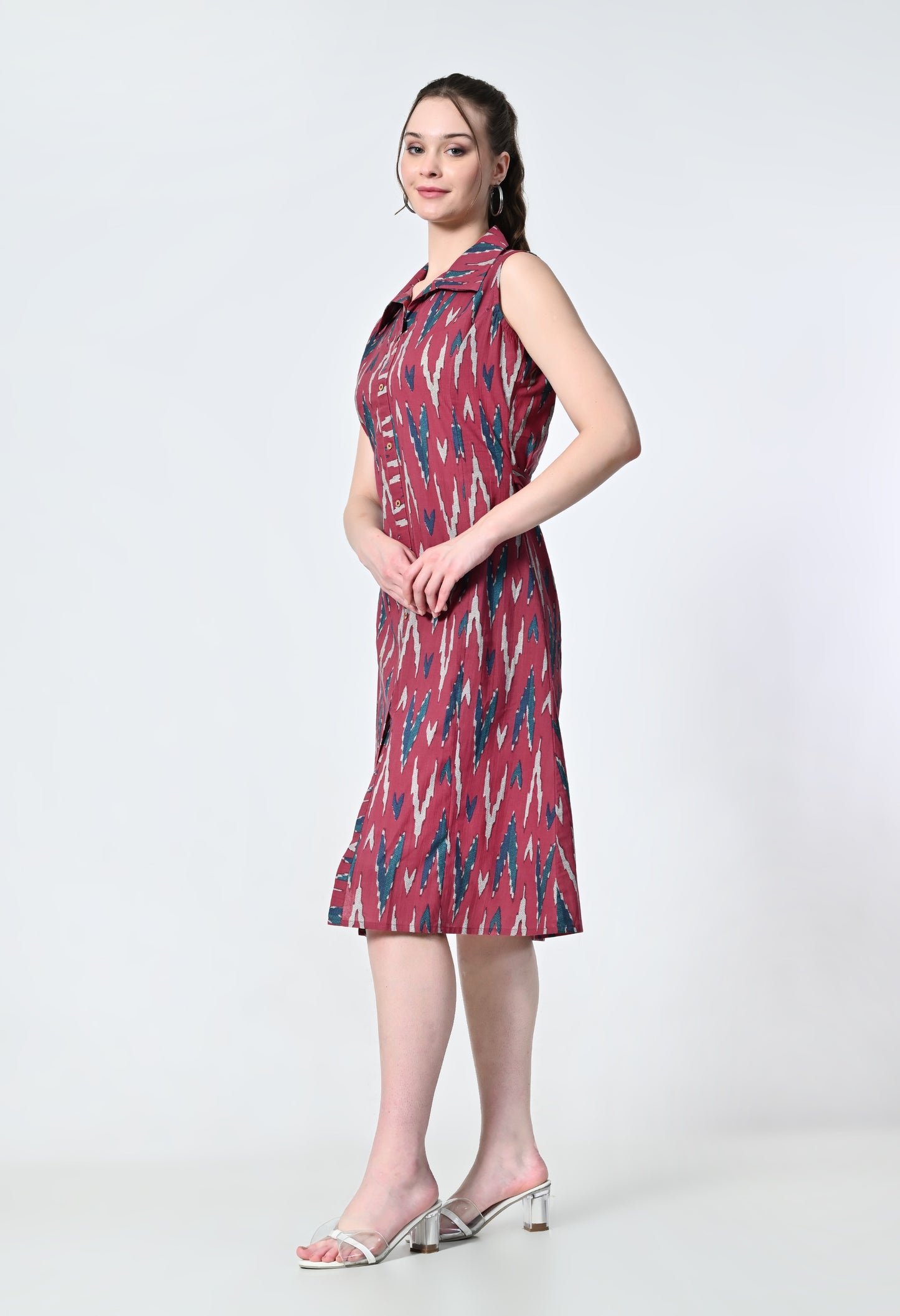 MAURYA Women's Pink 100% Cotton Western Dress (MDR024)