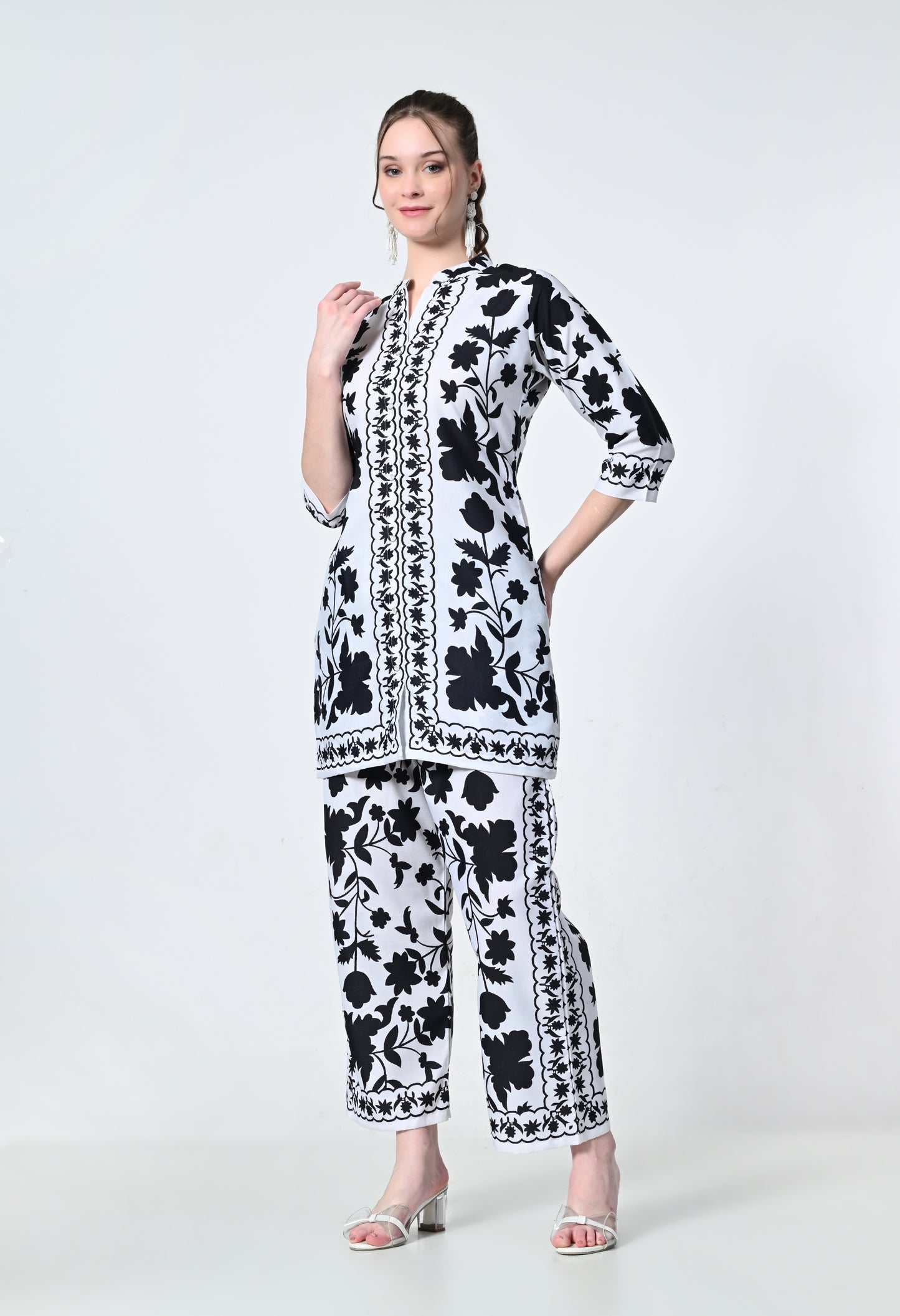 MAURYA Women's Linen Printed Black Stylish Co-ord Set (MCS065)