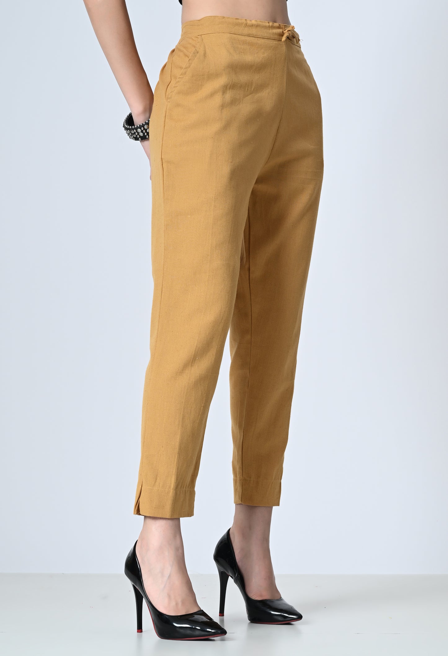 MAURYA Women's Beige Solid 100% Cotton Pant with 2 Side Pockets (MPT019)
