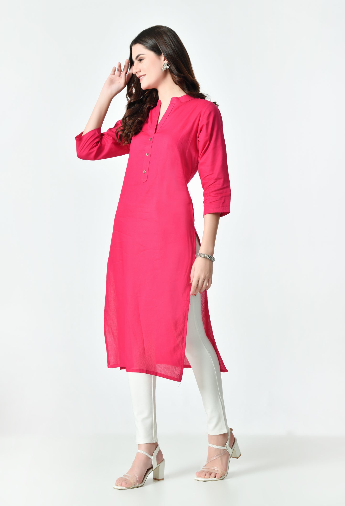 MAURYA Women's Rani Color Solid Cotton Blend Regular Straight Kurti (MKT124)