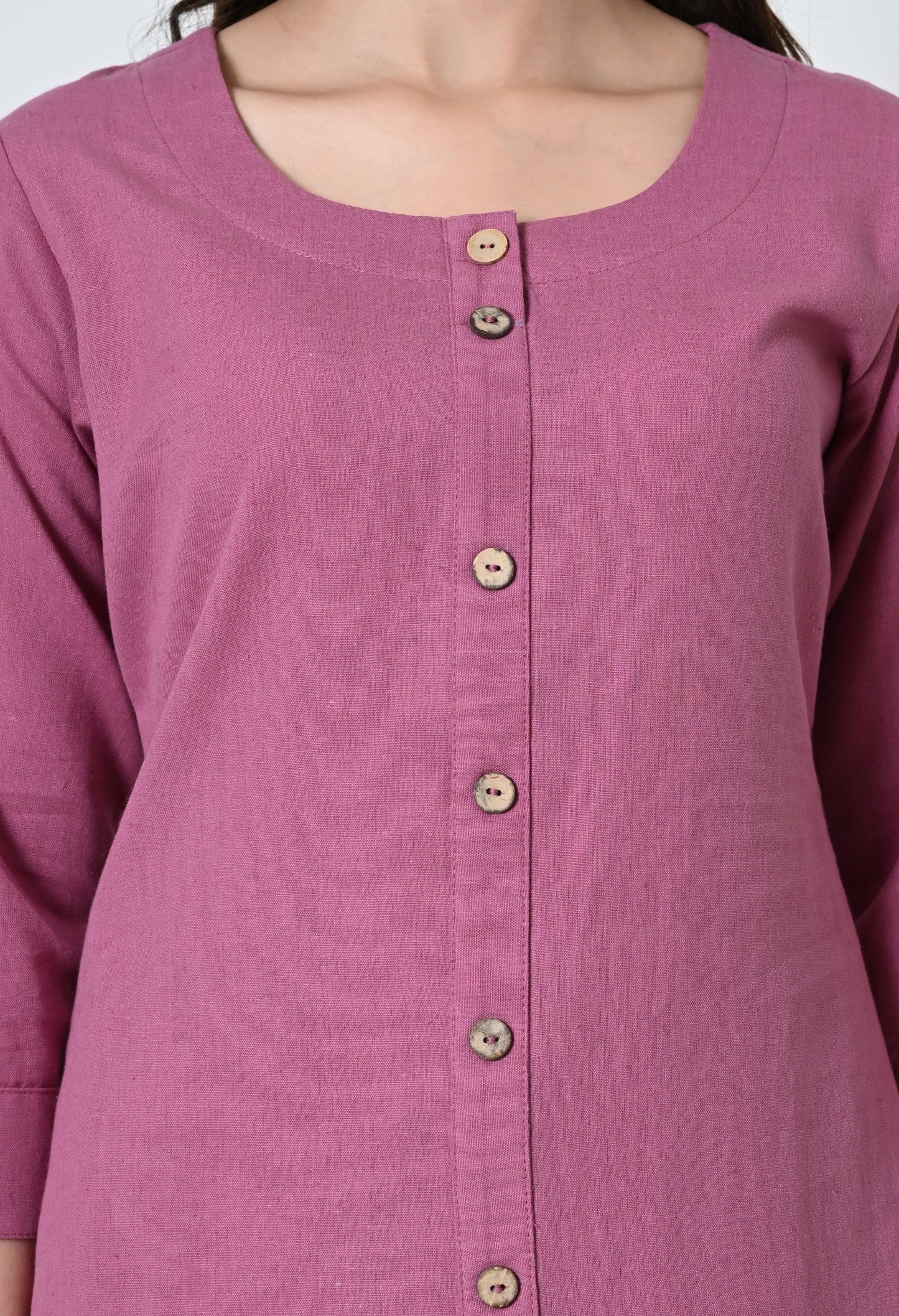 MAURYA Women's Cotton Flex Solid Piyaji A line Buttoned Kurta with Pant with 2 Side Pocket (MKS047)