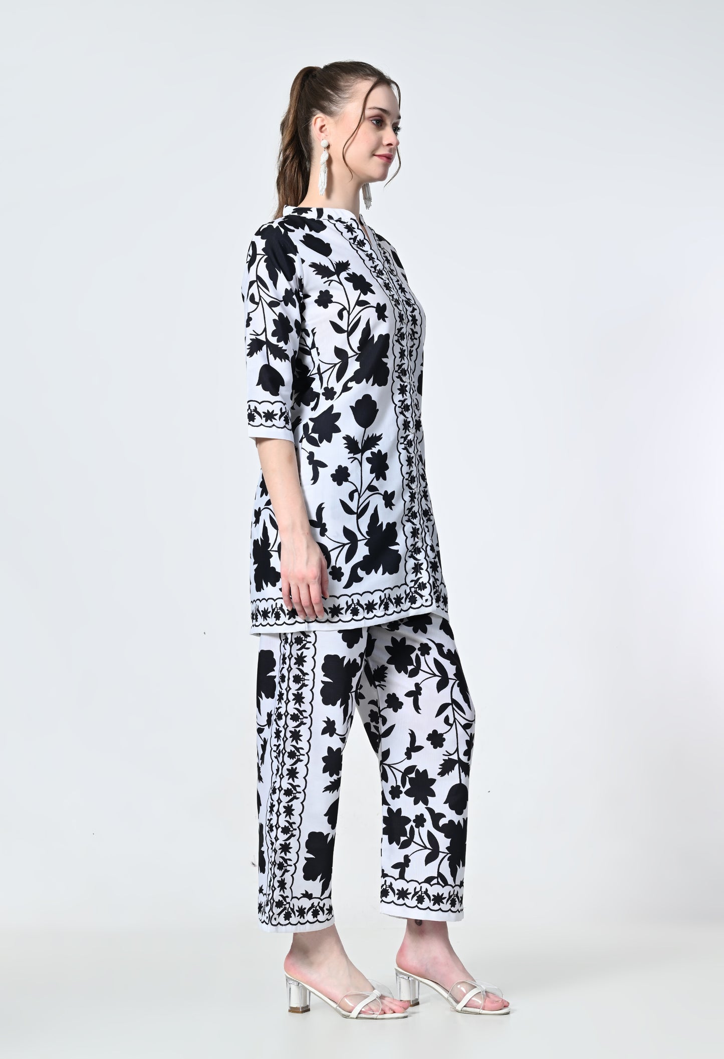 MAURYA Women's Linen Printed Black Stylish Co-ord Set (MCS065)
