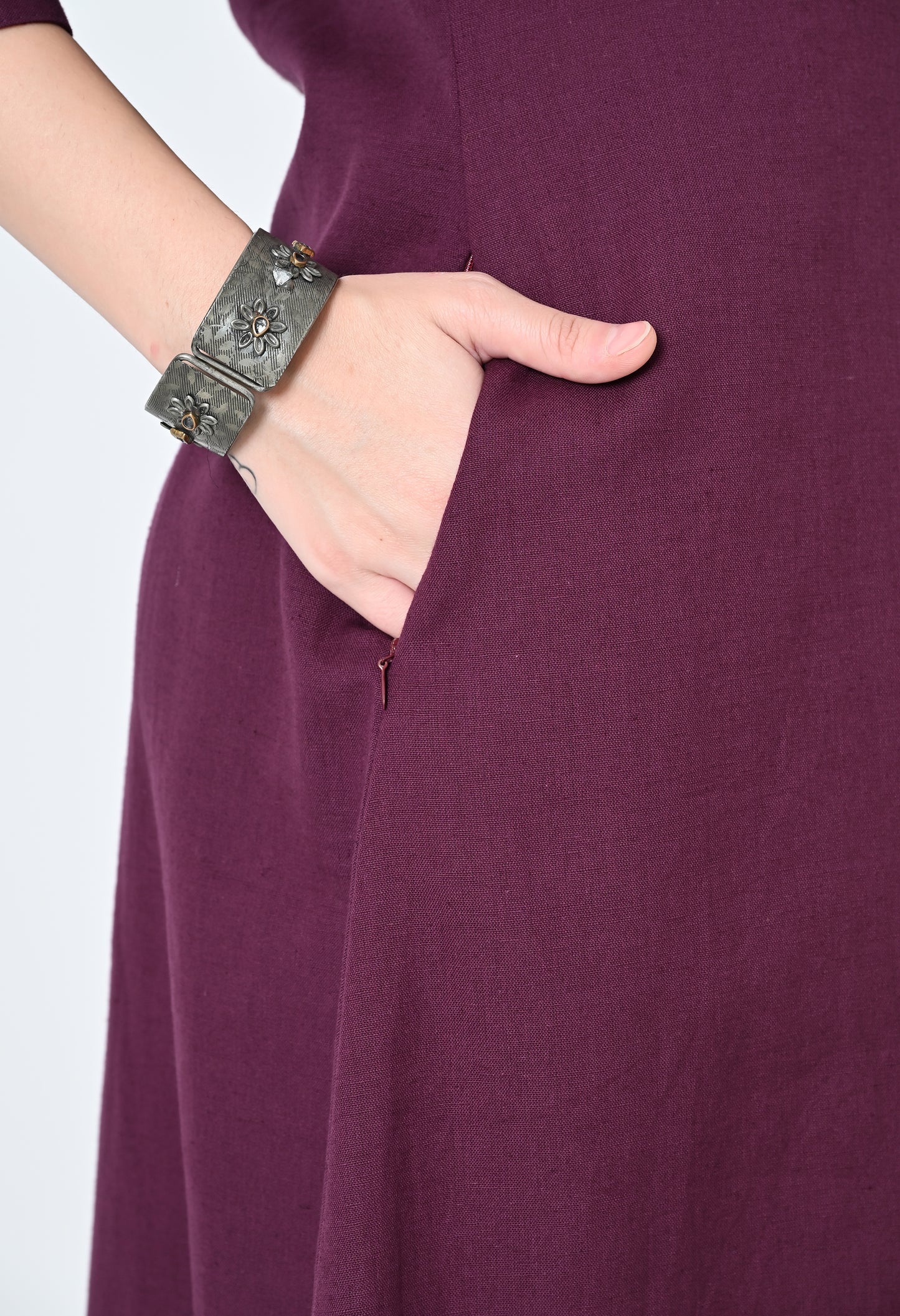 MAURYA Women's Cotton Flex Solid Purple A line Buttoned Kurta with Pant with 2 Side Pocket (MKS043)