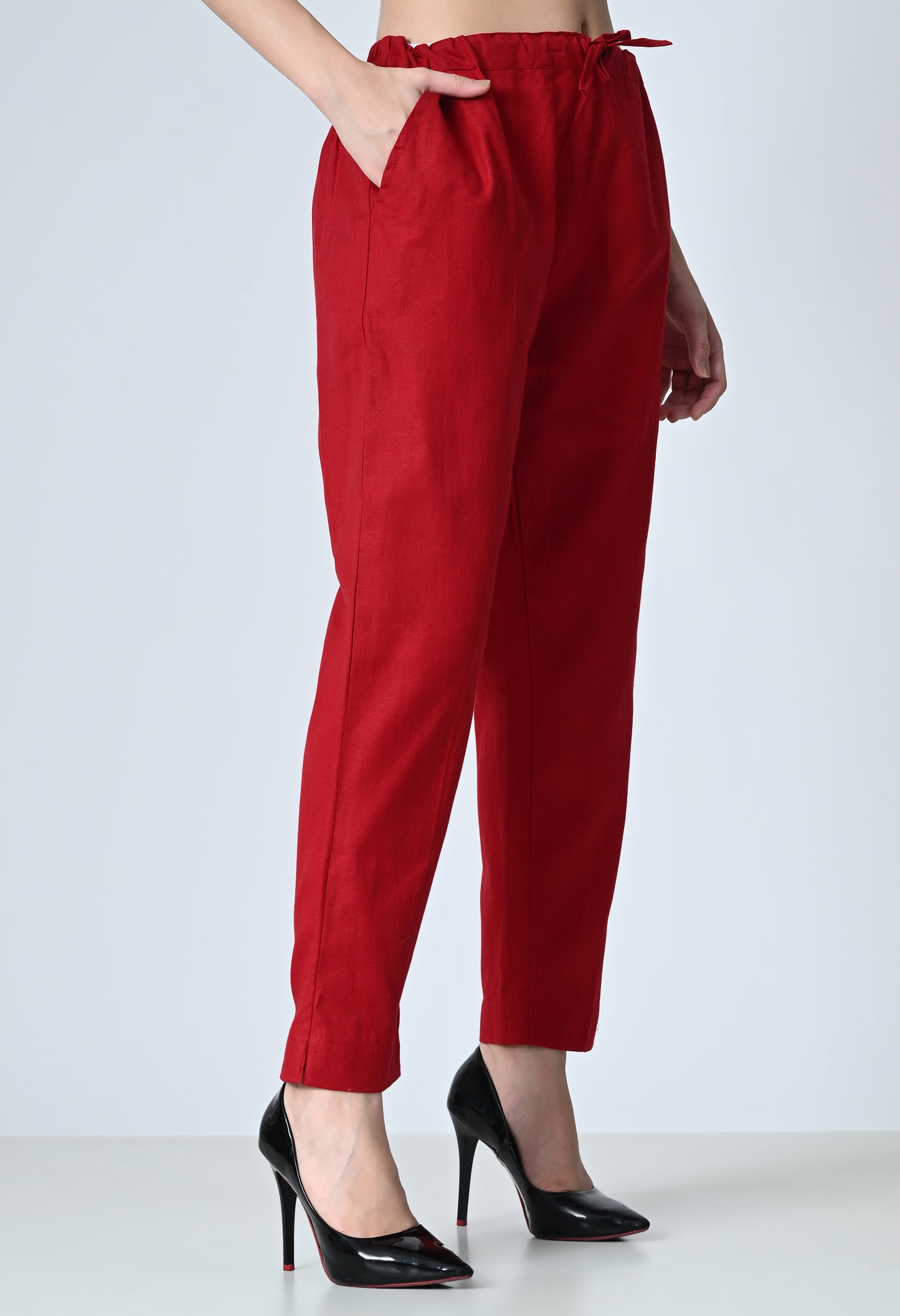 MAURYA Women's Maroon Solid 100% Cotton Pant with 2 Side Pockets (MPT014)