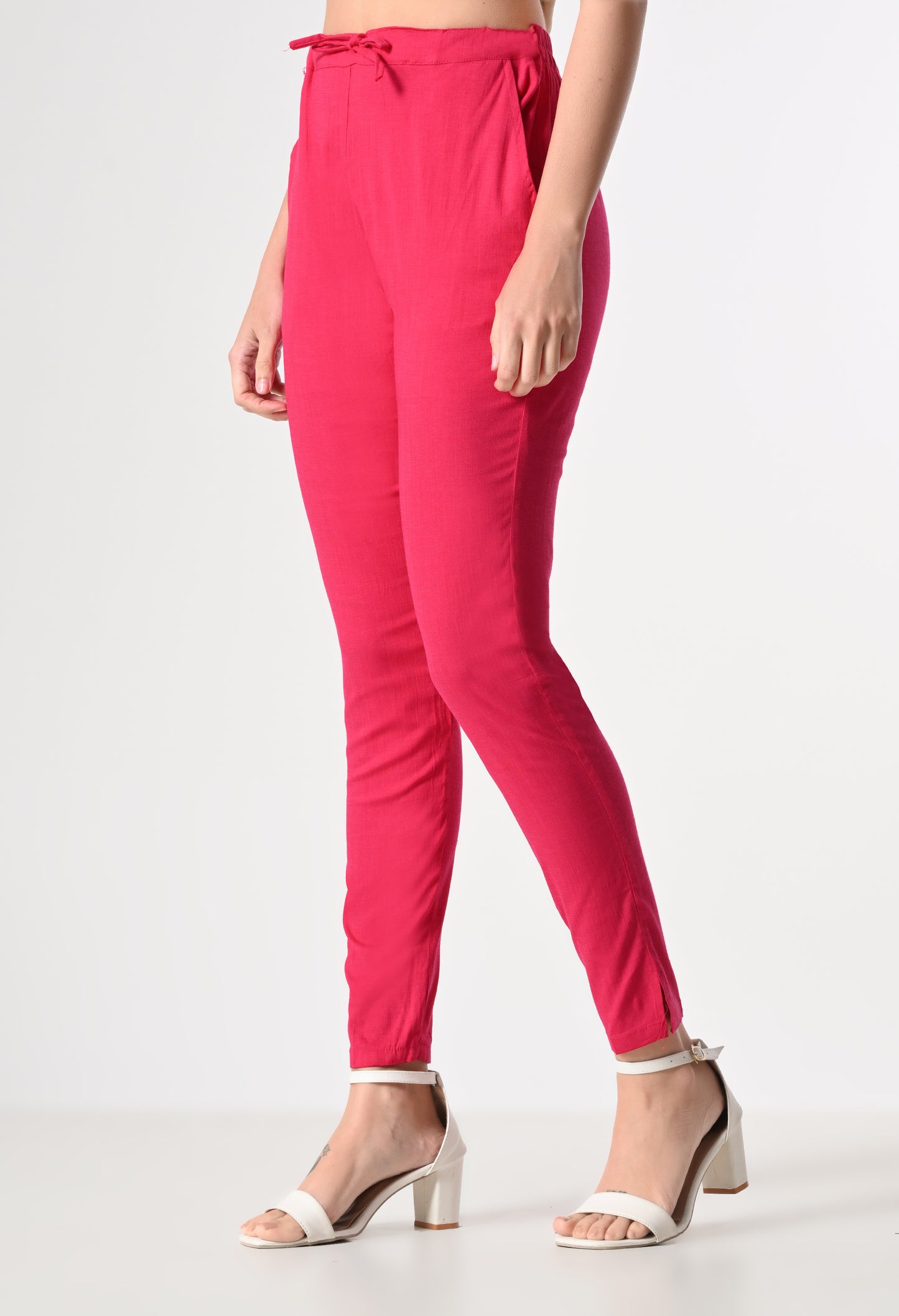 MAURYA Women's Pink Solid Lycra Pant with 2 Side Pockets (MPT022)