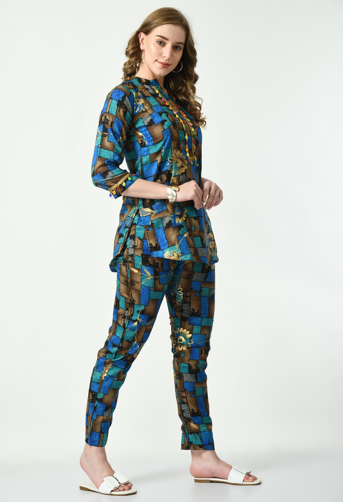 MAURYA Women's Muslin Blue Colour Printed Co-ord Set (MCS049)