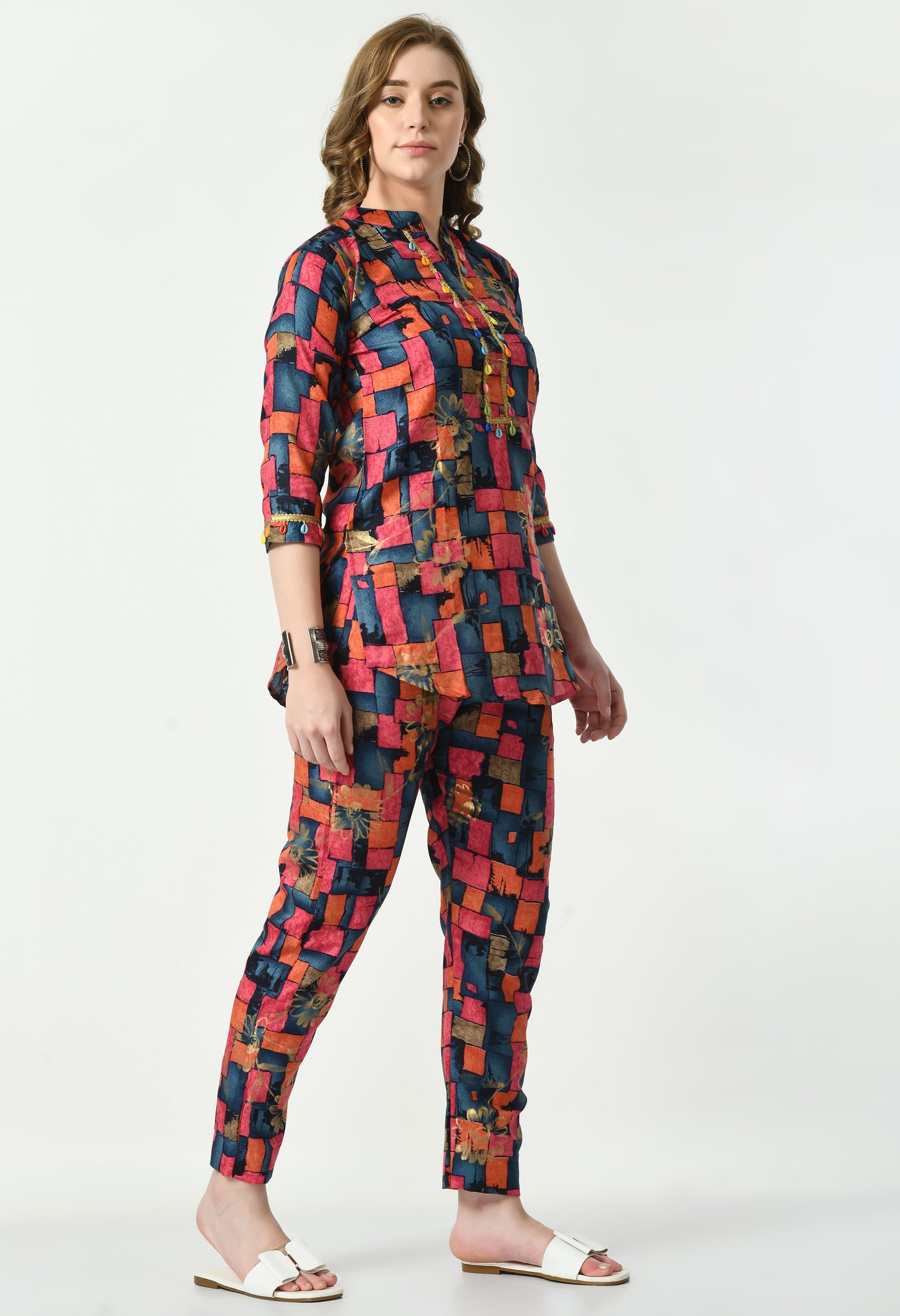MAURYA Women's Muslin Pink Colour Printed Co-ord Set (MCS048)