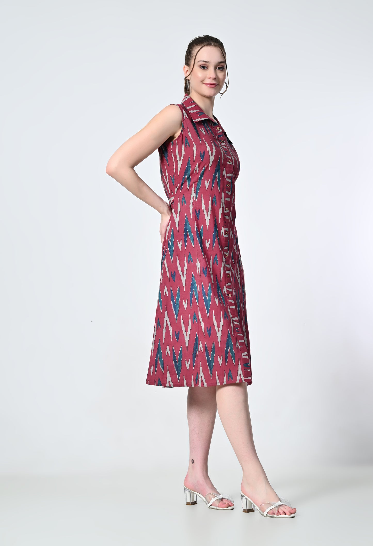 MAURYA Women's Pink 100% Cotton Western Dress (MDR024)