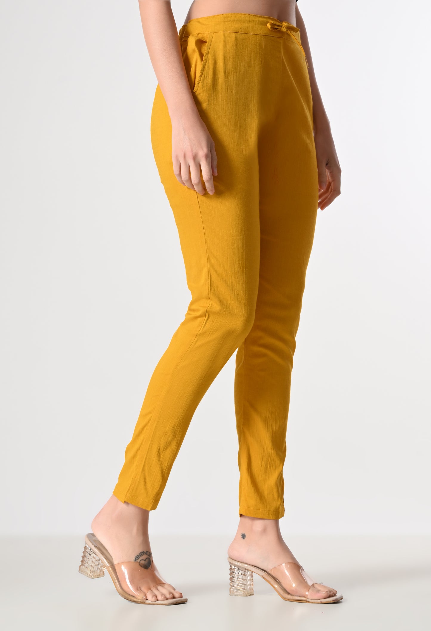 MAURYA Women's Mustard Solid Lycra Pant with 2 Side Pockets (MPT025)