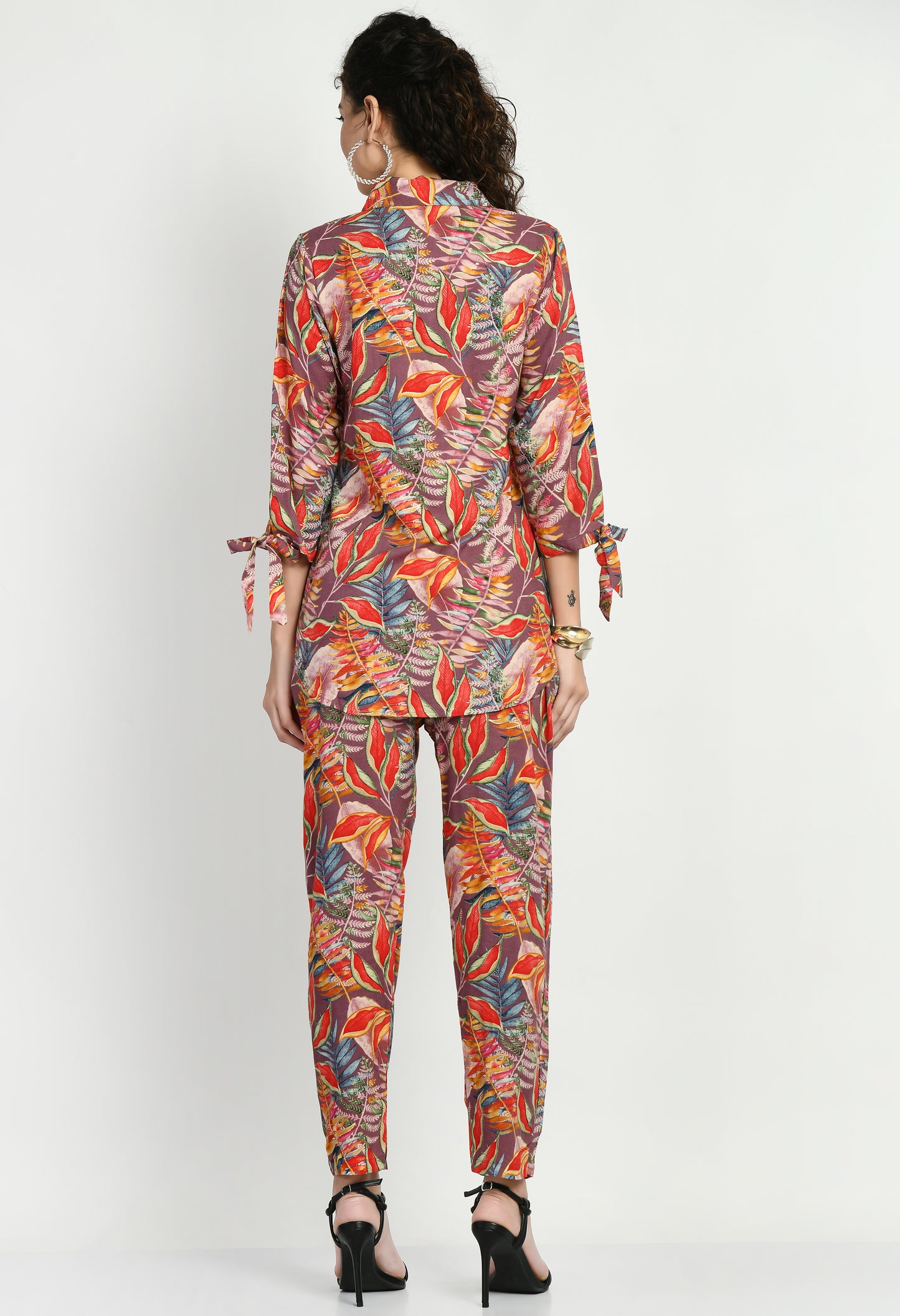 MAURYA Women's Rayon Multicolor Floral Print Co-ord with 1 Side Pocket (MCS008)