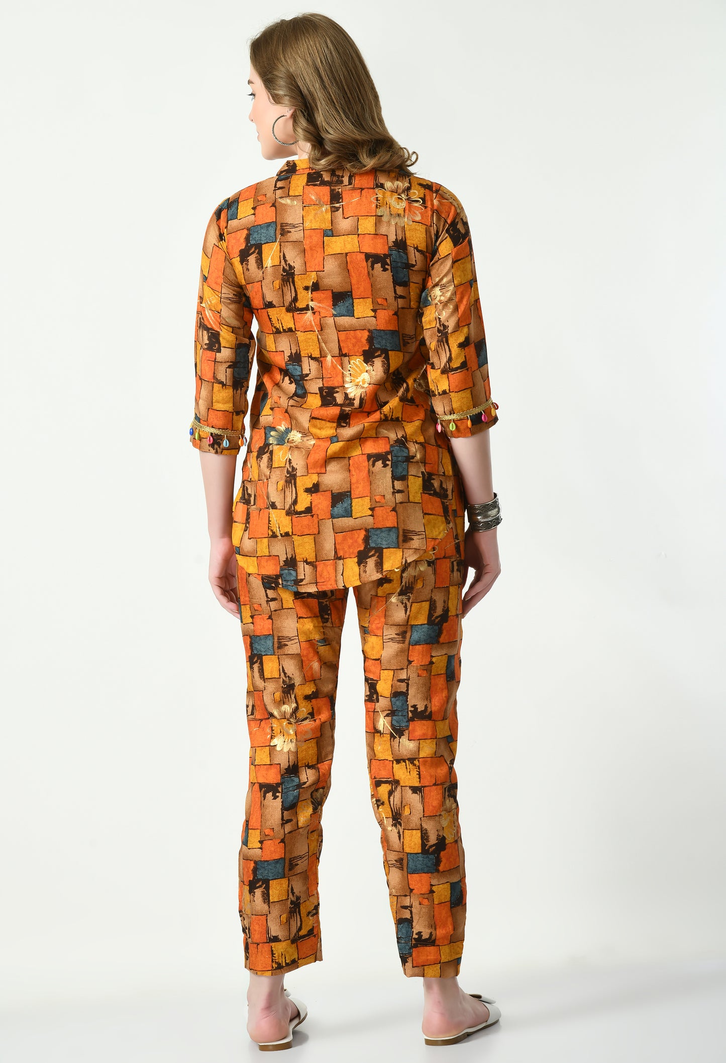 MAURYA Women's Muslin Orange Colour Printed Co-ord Set (MCS047)