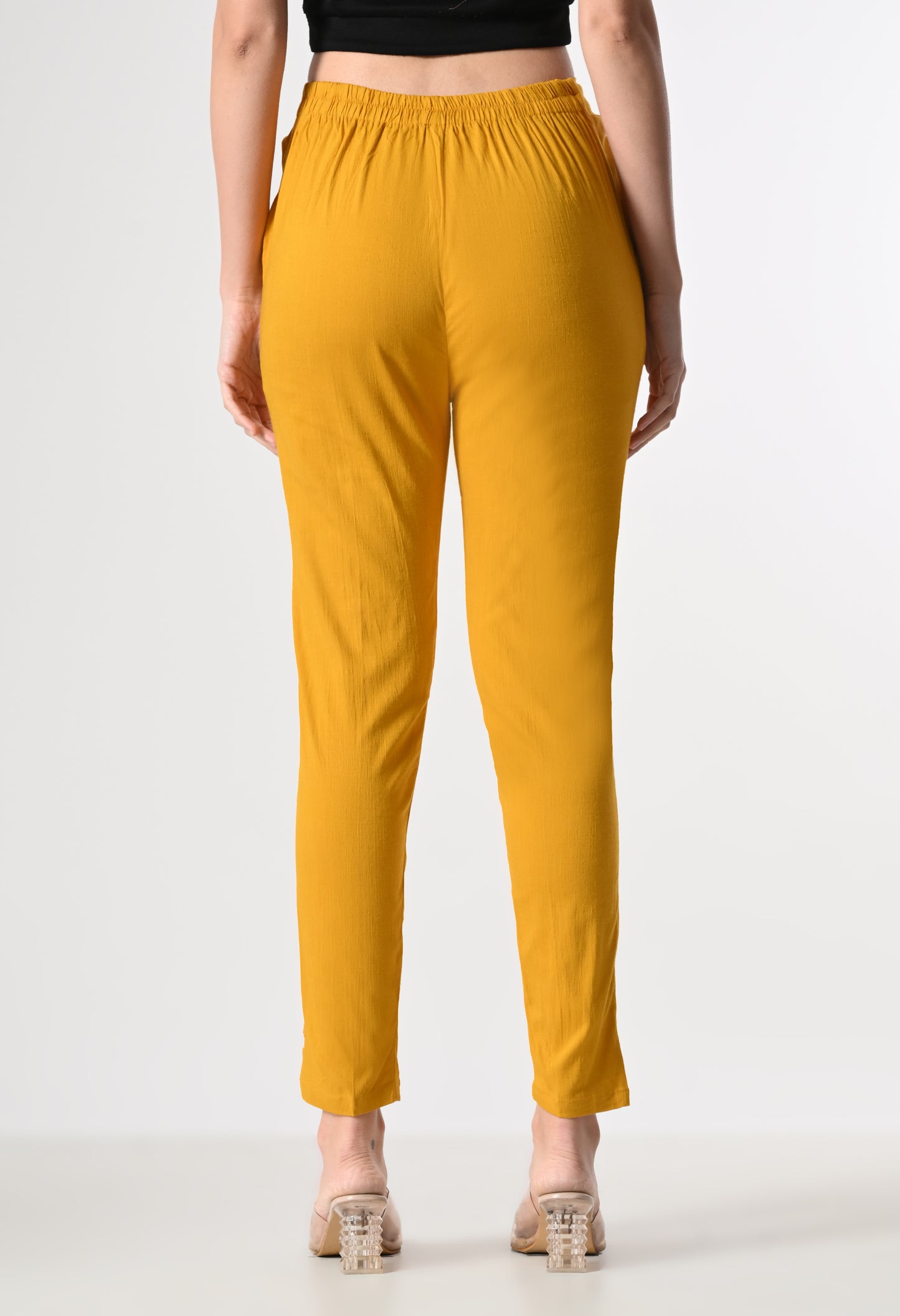 MAURYA Women's Mustard Solid Lycra Pant with 2 Side Pockets (MPT025)