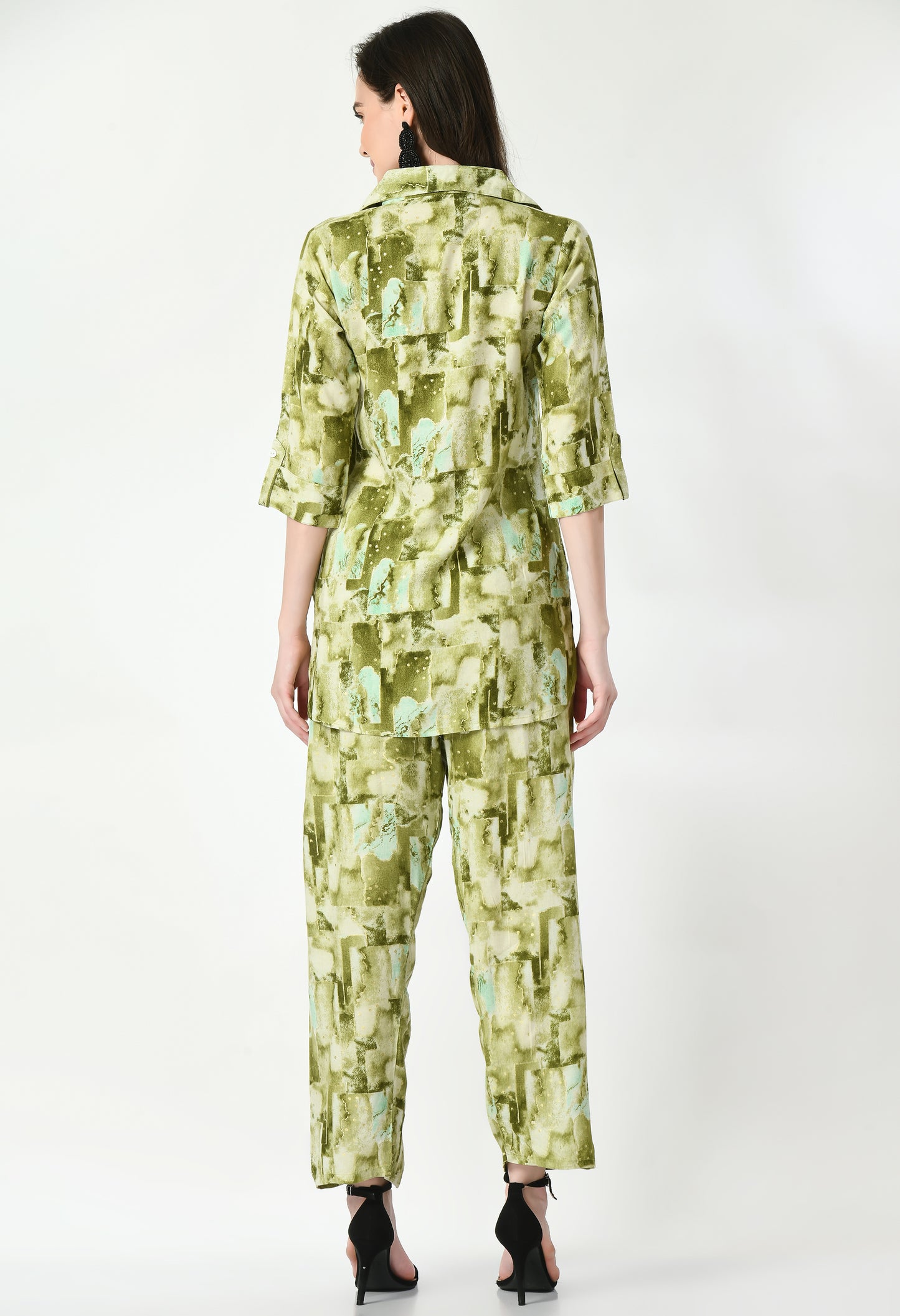 MAURYA Women's Rayon Green Abstract Print Co Ord Set (MCS018)