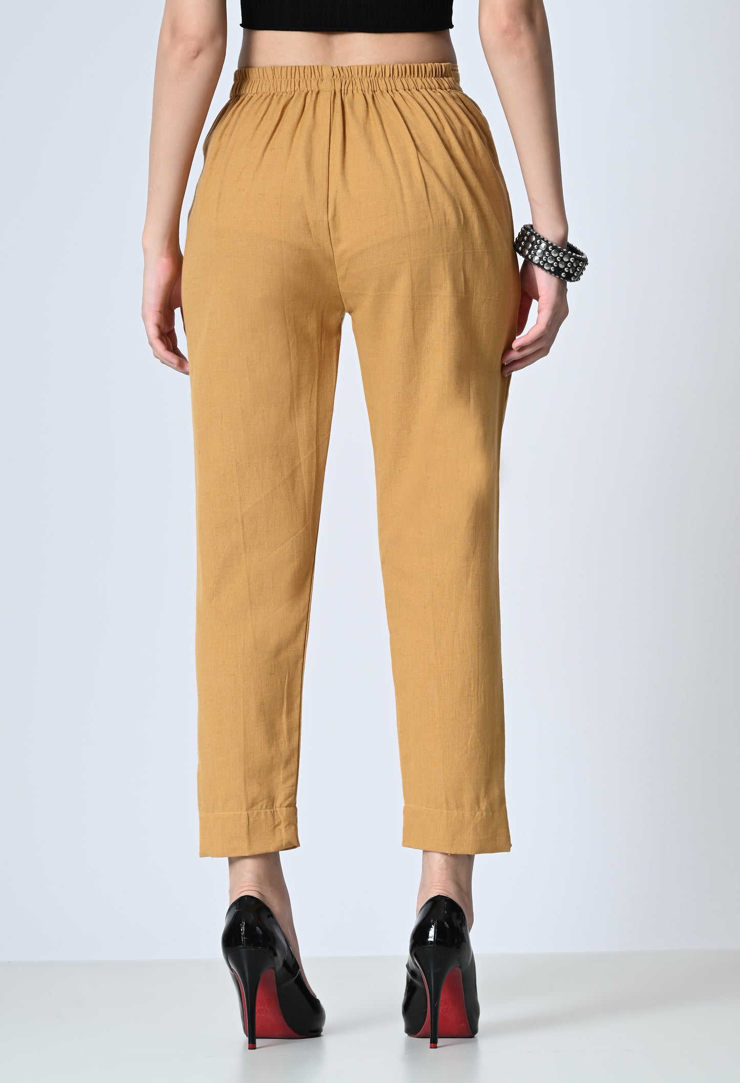 MAURYA Women's Beige Solid 100% Cotton Pant with 2 Side Pockets (MPT019)