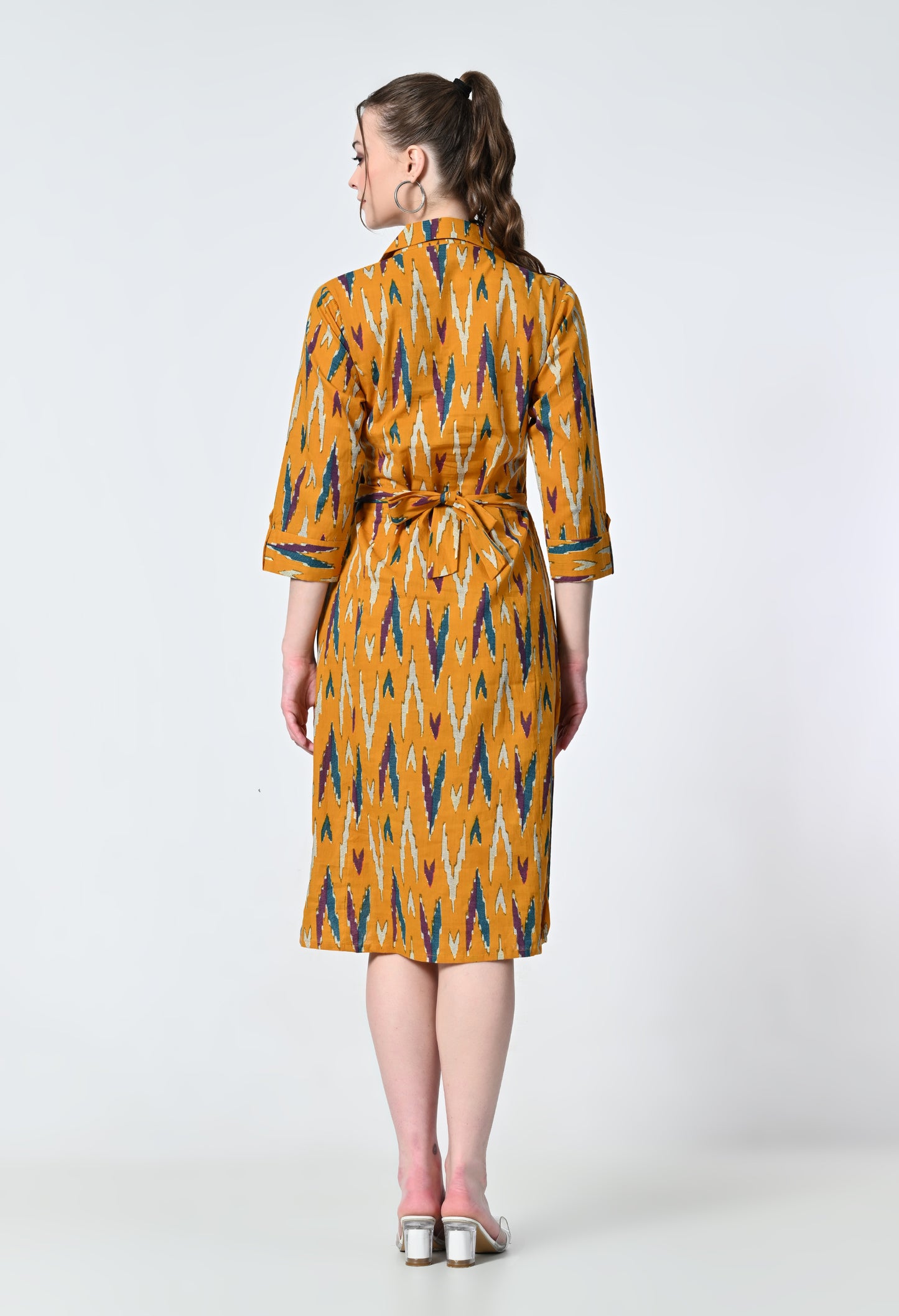 MAURYA Women's Mustard 100% Cotton Western Dress (MDR023)