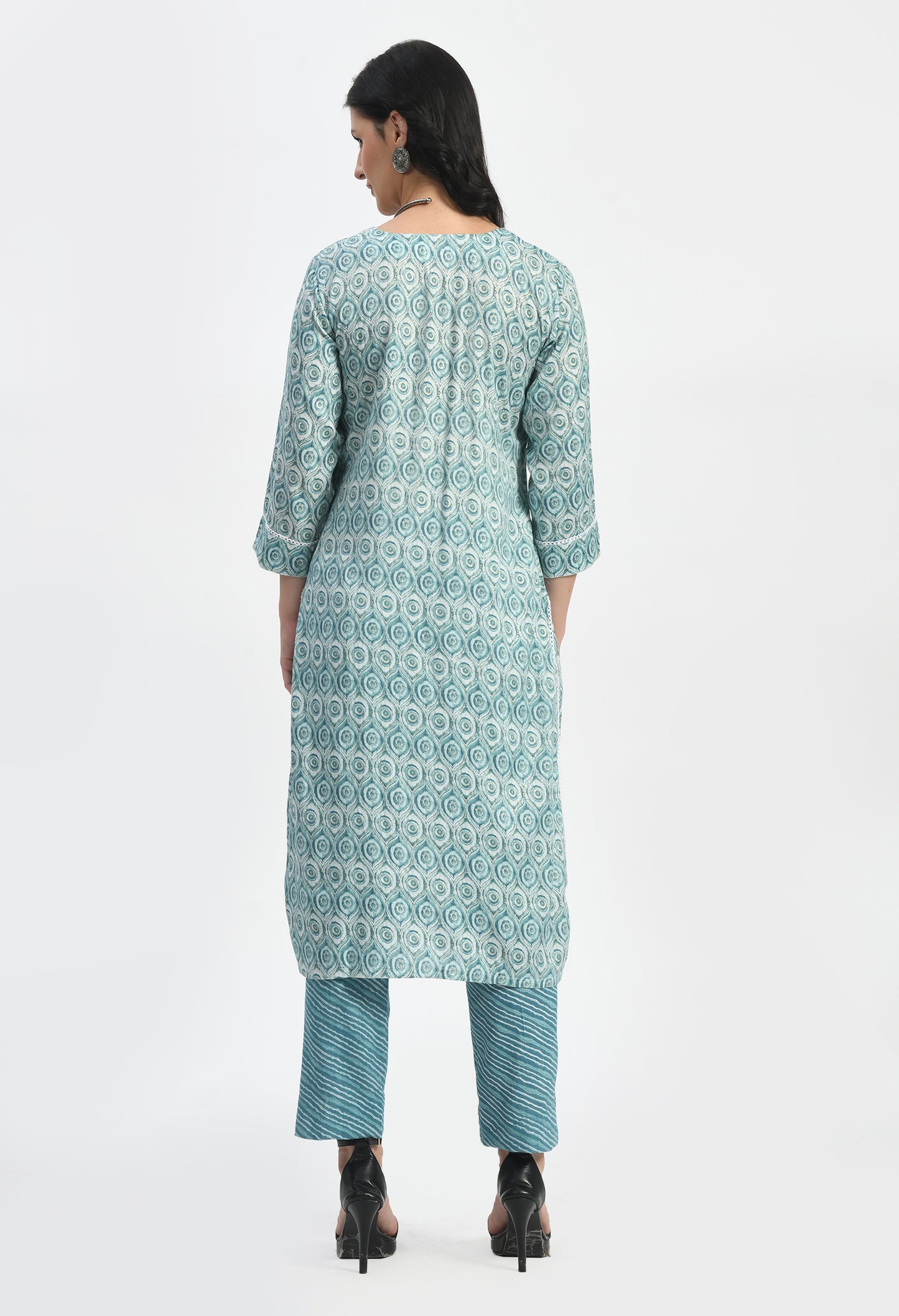 MAURYA Women's Rayon Slub Rama Eyes Print Computer Embroidery with Sippi Work A line Kurta with Pant & Dupatta (MKS041)