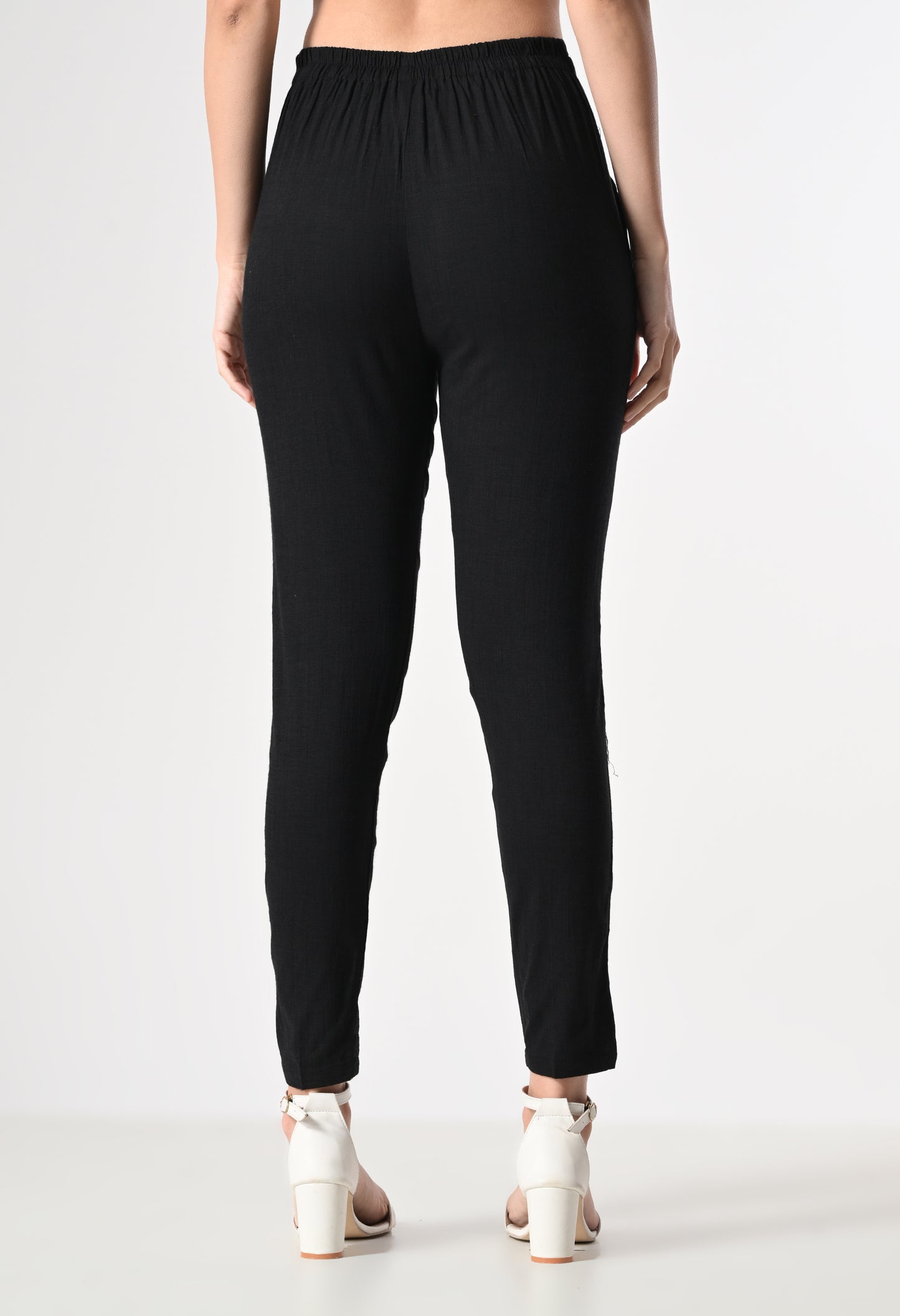 MAURYA Women's Black Solid Lycra Pant with 2 Side Pockets (MPT021)