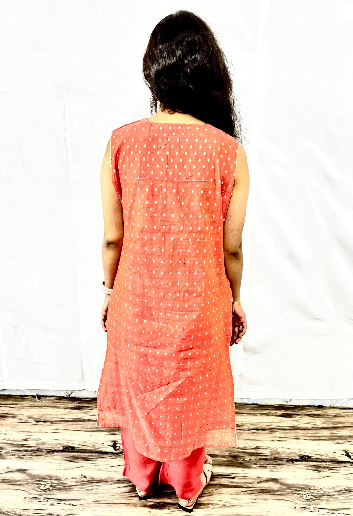MAURYA Women Gajri Printed Viscose Chanderi Kurta Set with Dupatta (WMKS021)