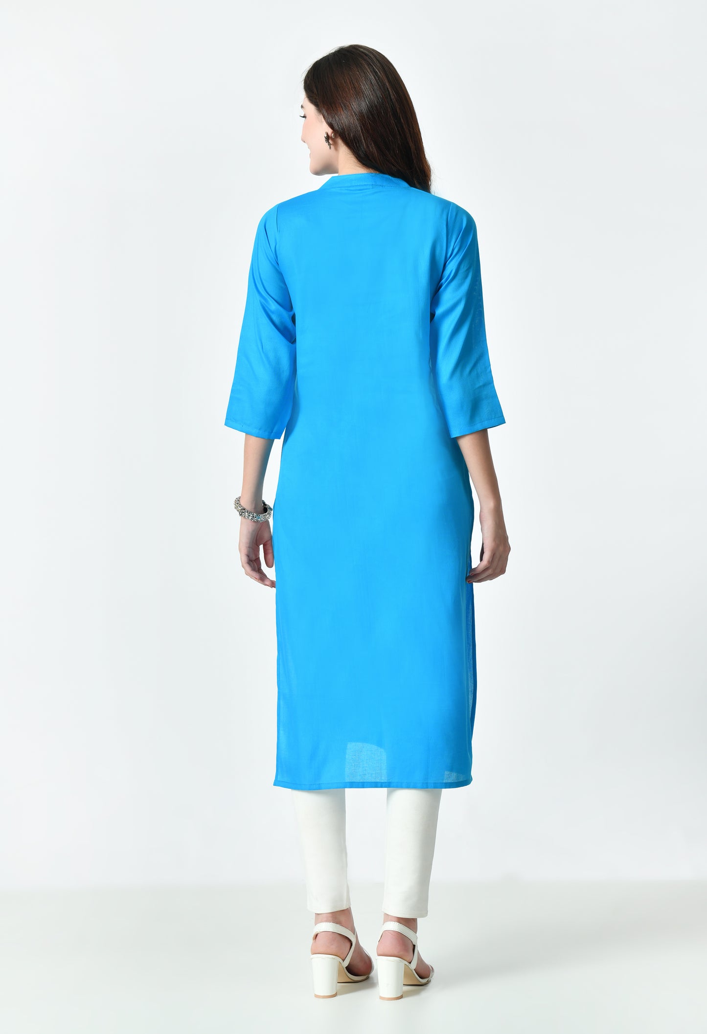 MAURYA Women's Firoji Color Solid Cotton Blend Regular Straight Kurti (MKT128)