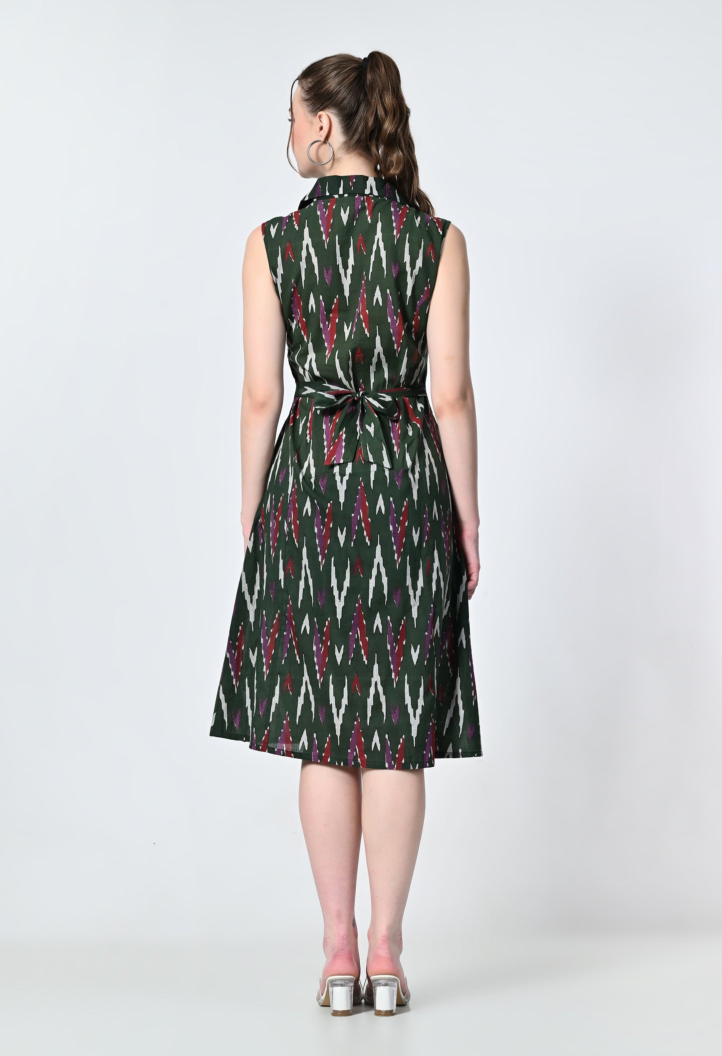 MAURYA Women's Bottle Green 100% Cotton Western Dress (MDR025)