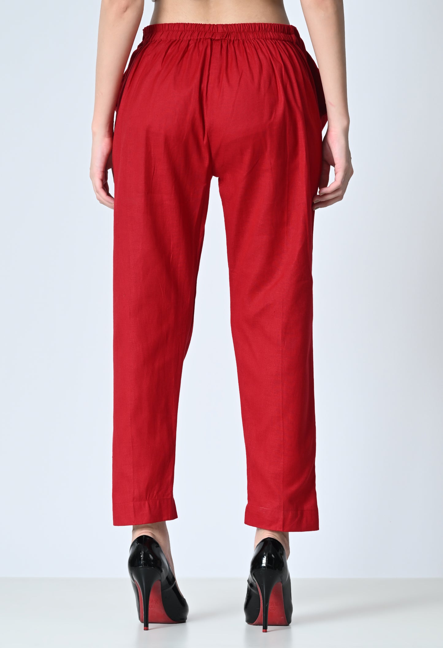 MAURYA Women's Maroon Solid 100% Cotton Pant with 2 Side Pockets (MPT014)