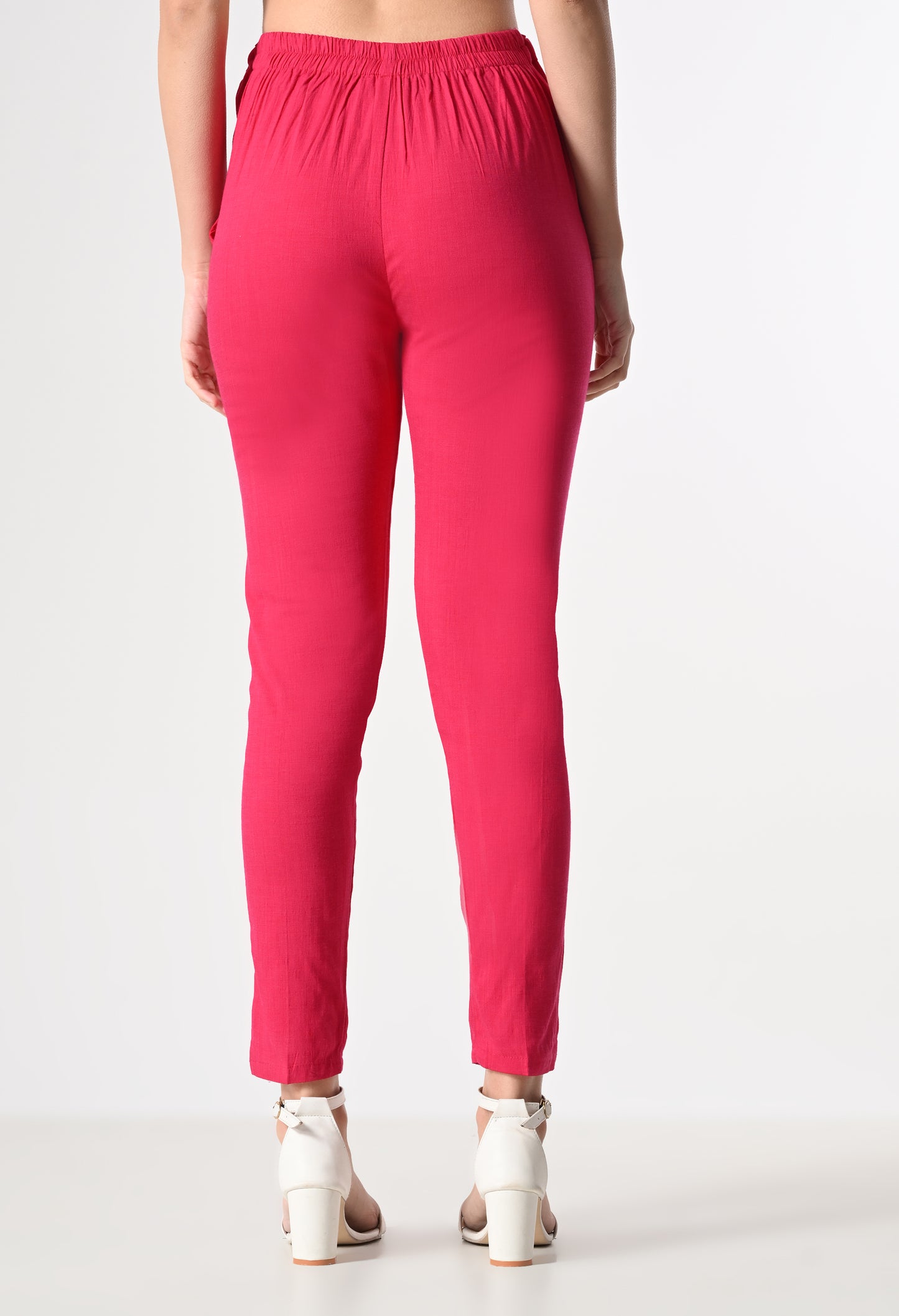 MAURYA Women's Pink Solid Lycra Pant with 2 Side Pockets (MPT022)