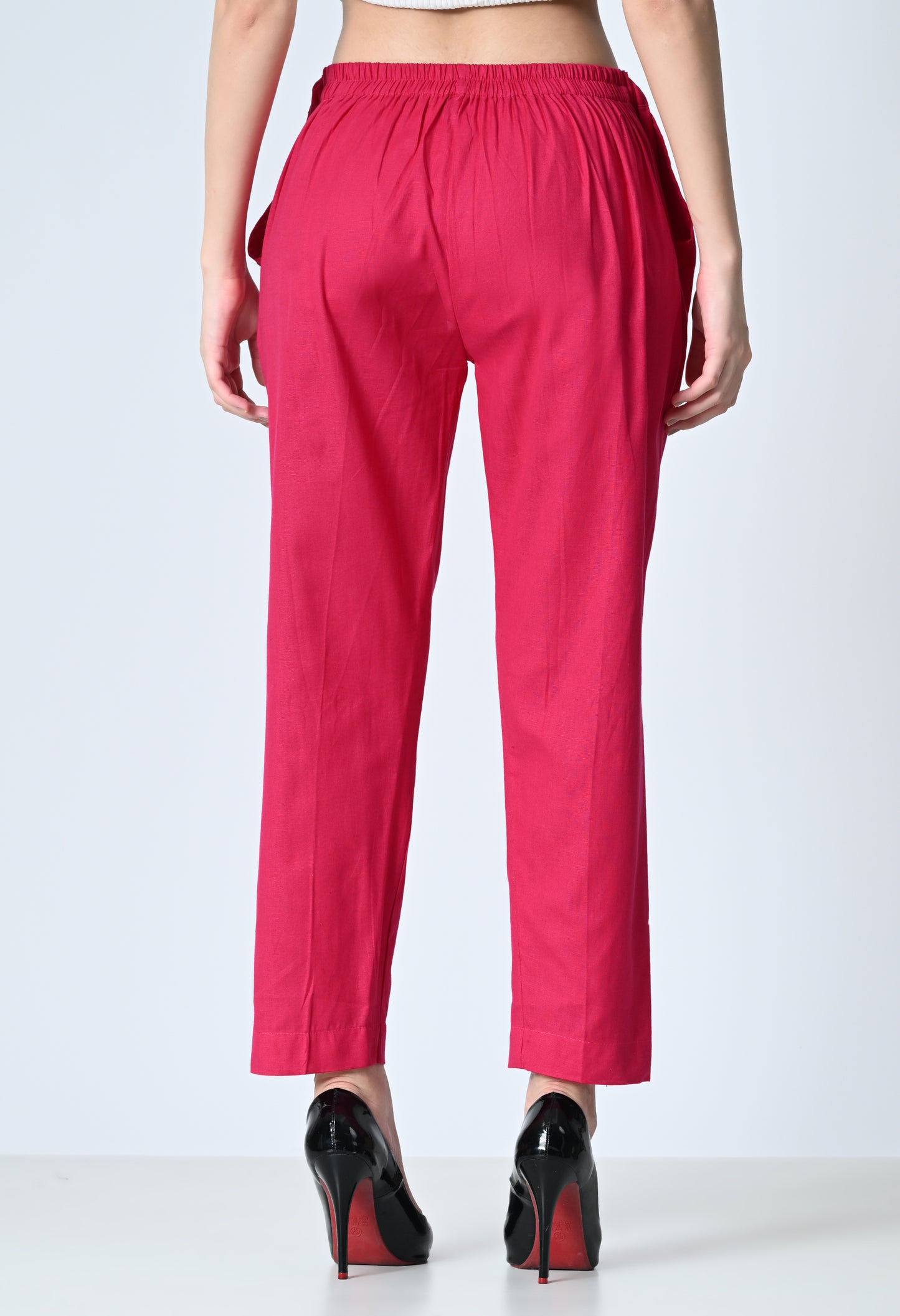 MAURYA Women's Pink Solid 100% Cotton Pant with 2 Side Pockets (MPT015)