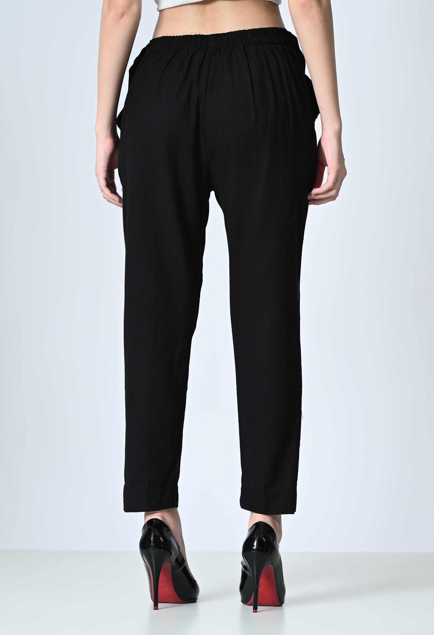 MAURYA Women's Black Solid 100% Cotton Pant with 2 Side Pockets (MPT013)