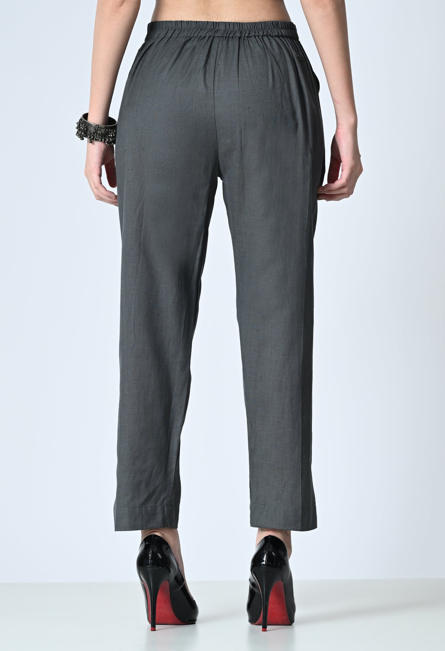 MAURYA Women's Grey Solid 100% Cotton Pant with 2 Side Pockets (MPT016)