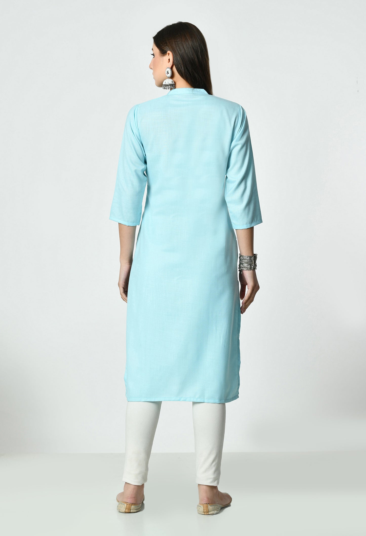 MAURYA Women's Rama Colour Solid Straight Cotton Kurti (MKT148)