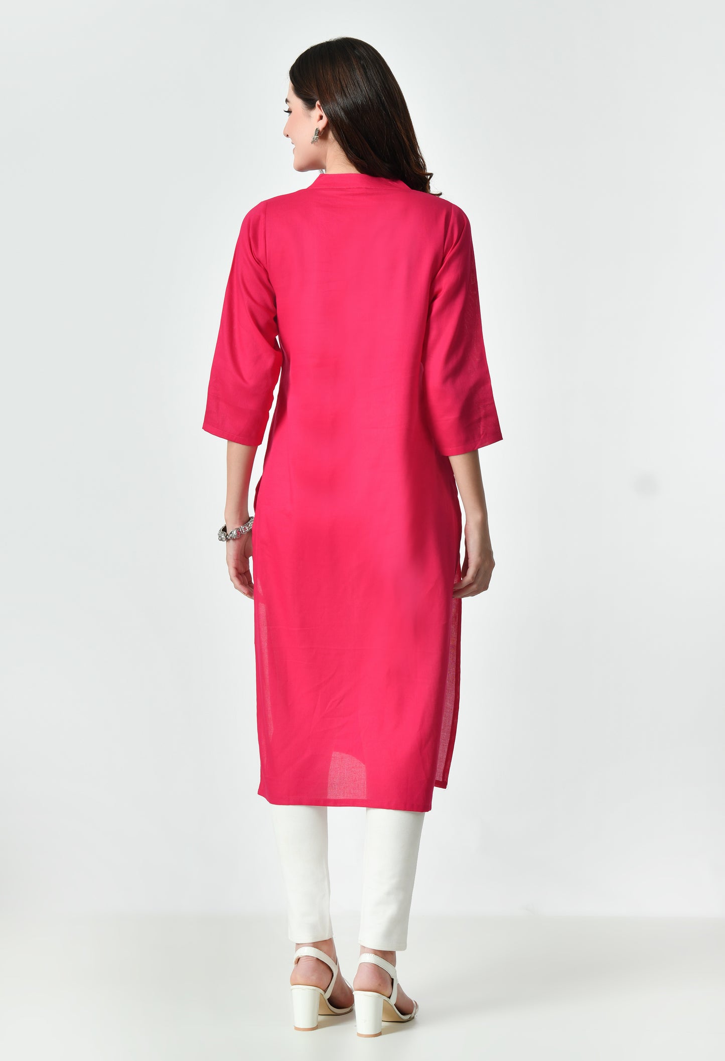 MAURYA Women's Rani Color Solid Cotton Blend Regular Straight Kurti (MKT124)