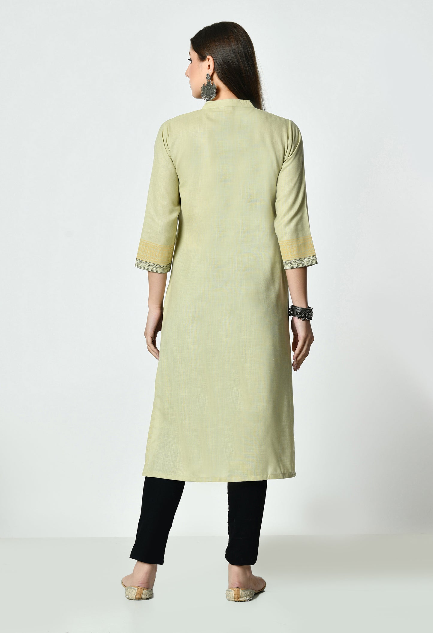 MAURYA Women's Khaki Colour Printed Straight Cotton Kurti (MKT154)