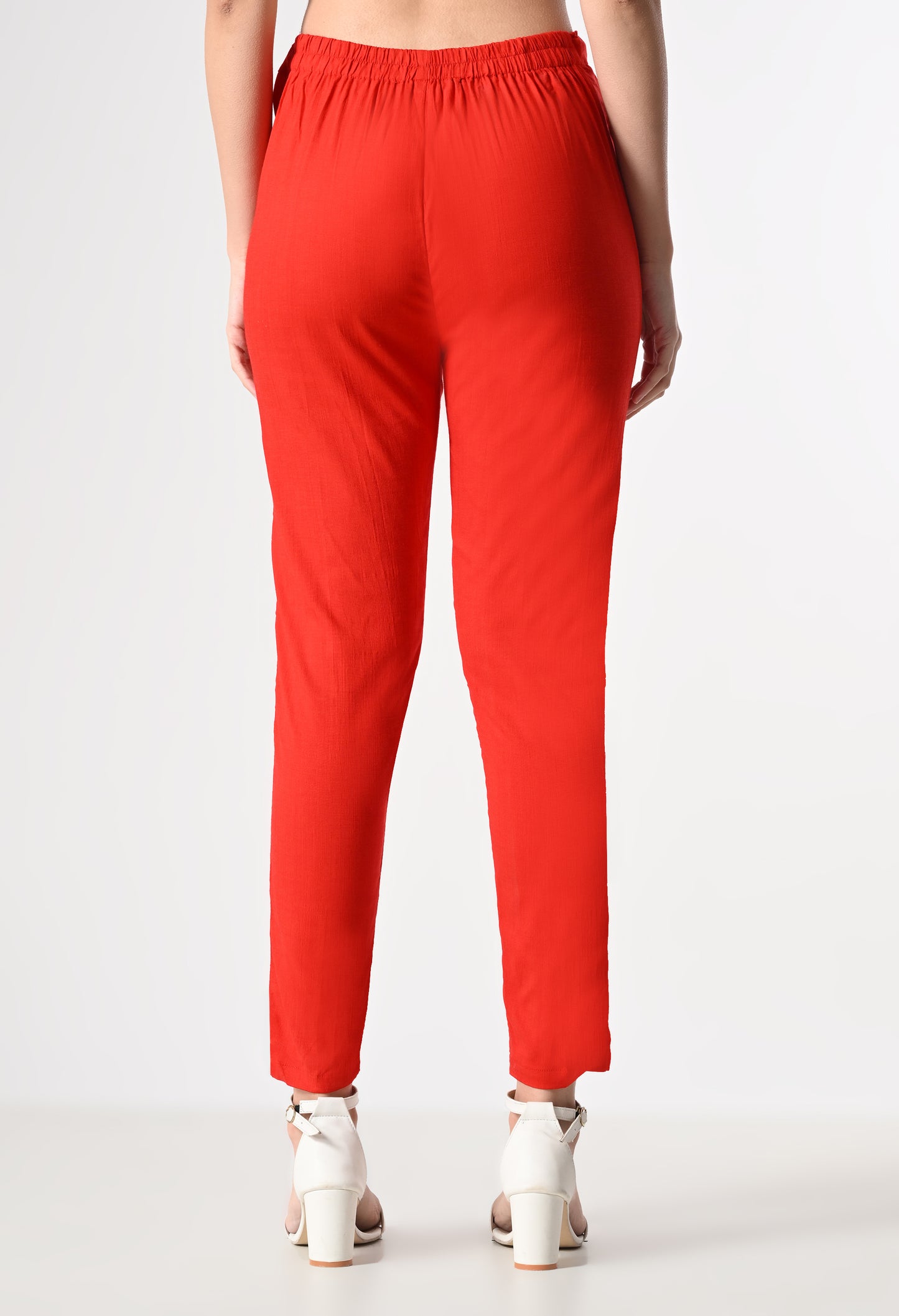 MAURYA Women's Red Solid Lycra Pant with 2 Side Pockets (MPT020)
