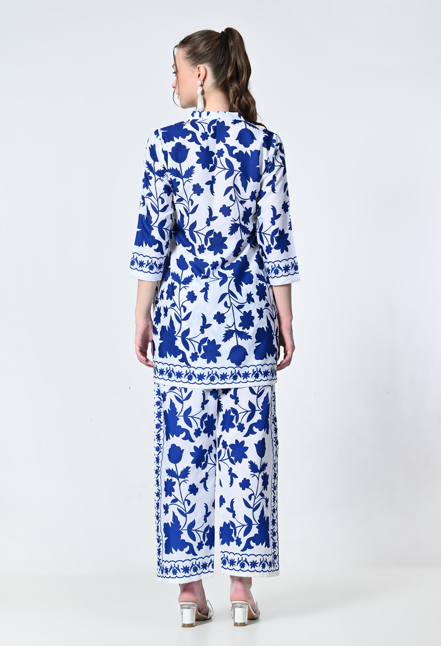 MAURYA Women's Linen Printed Blue Stylish Co-ord Set (MCS066)