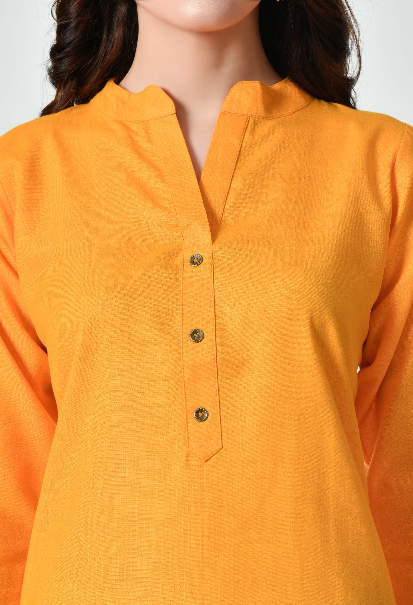 MAURYA Women's Orange Color Solid Cotton Blend Regular Straight Kurti (MKT131)