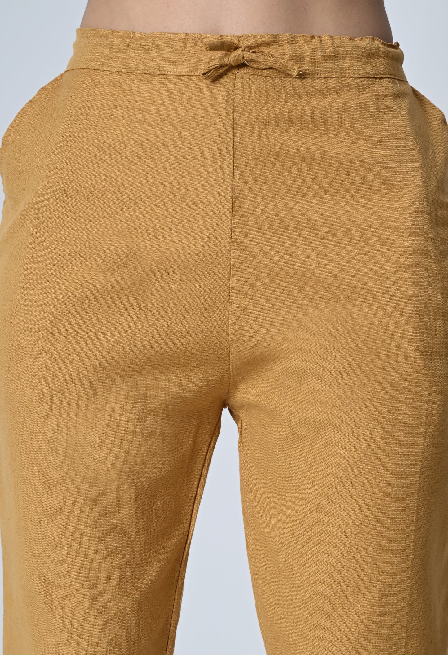 MAURYA Women's Beige Solid 100% Cotton Pant with 2 Side Pockets (MPT019)