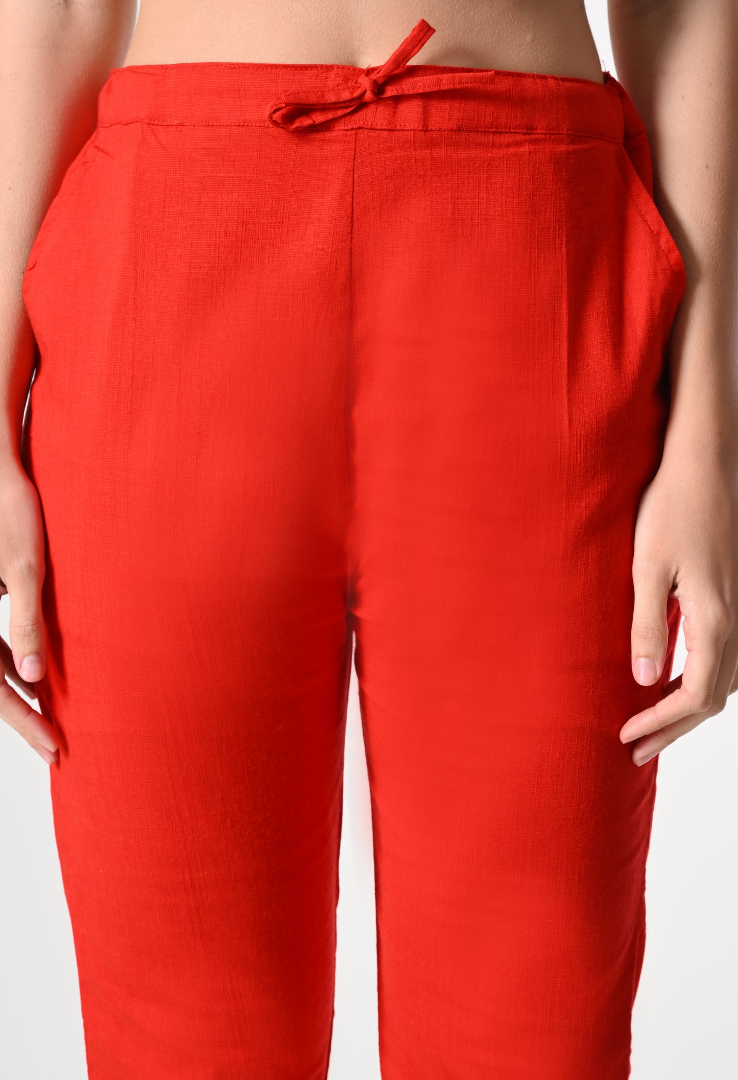 MAURYA Women's Red Solid Lycra Pant with 2 Side Pockets (MPT020)