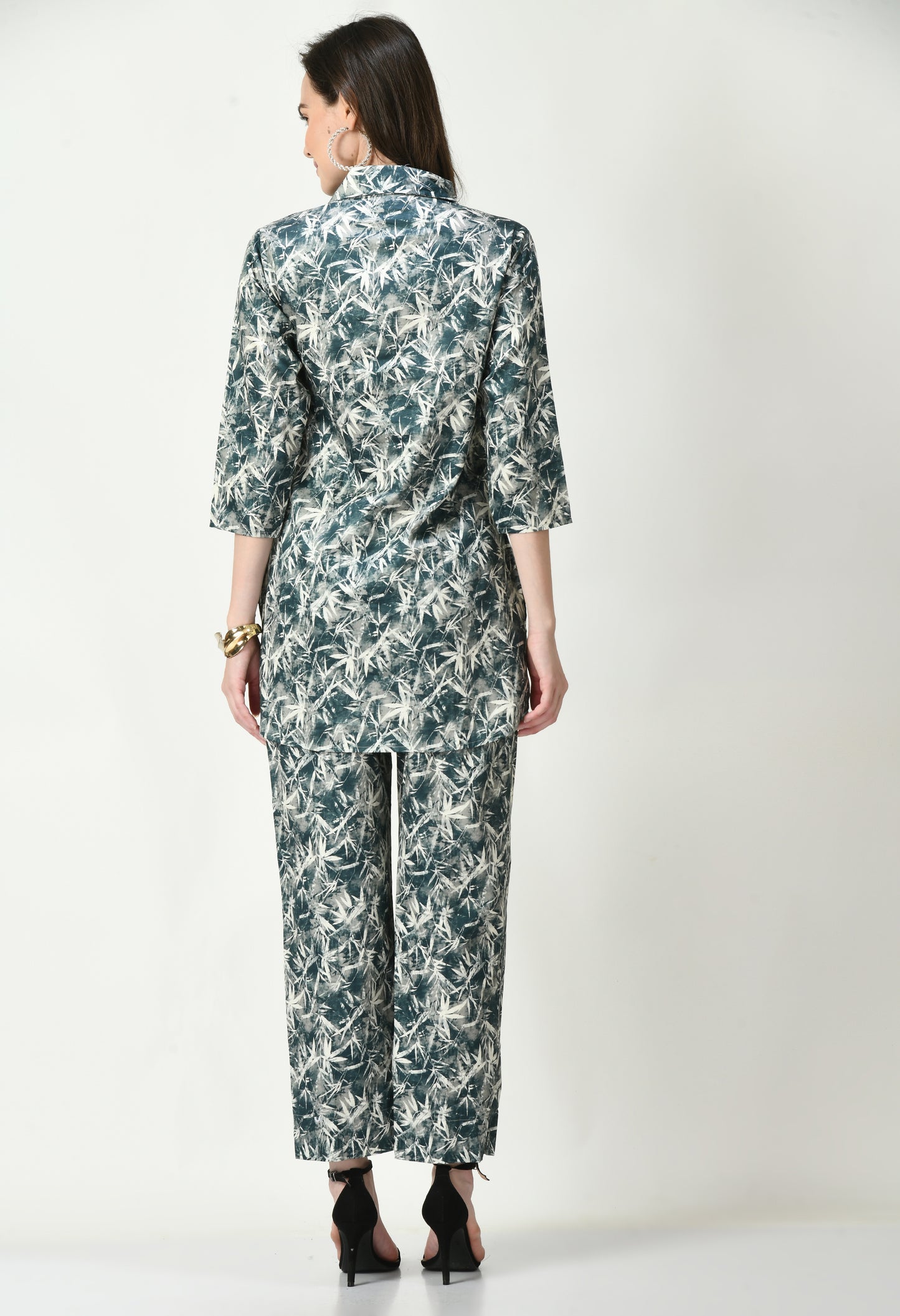 MAURYA Women's Green Cotton Satin Printed Stylish Co-ord Set with 2 Side Pockets (MCS016)