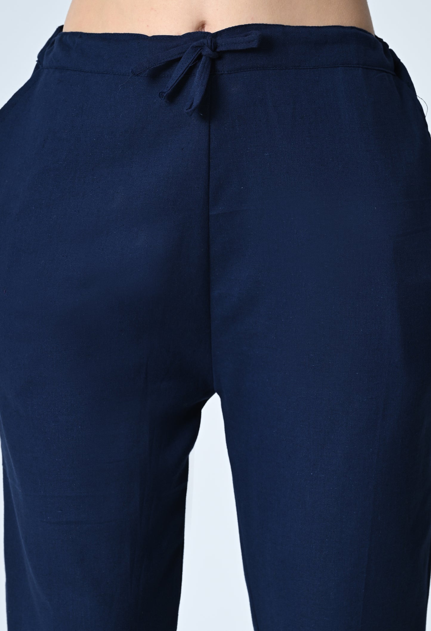 MAURYA Women's Navy Solid 100% Cotton Pant with 2 Side Pockets (MPT012)