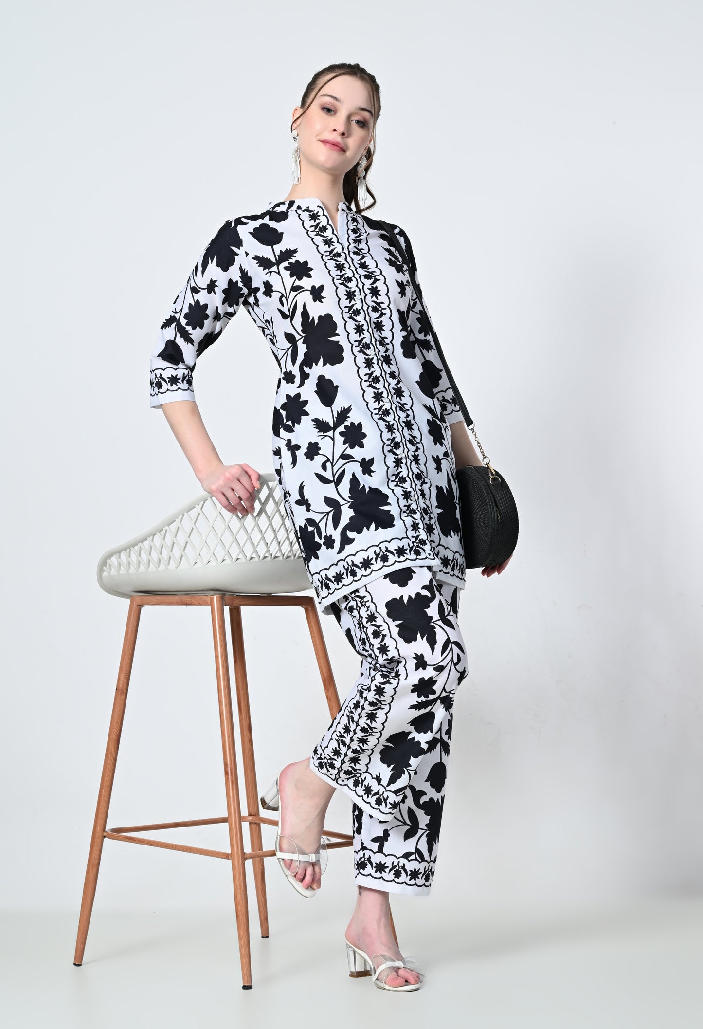 MAURYA Women's Linen Printed Black Stylish Co-ord Set (MCS065)